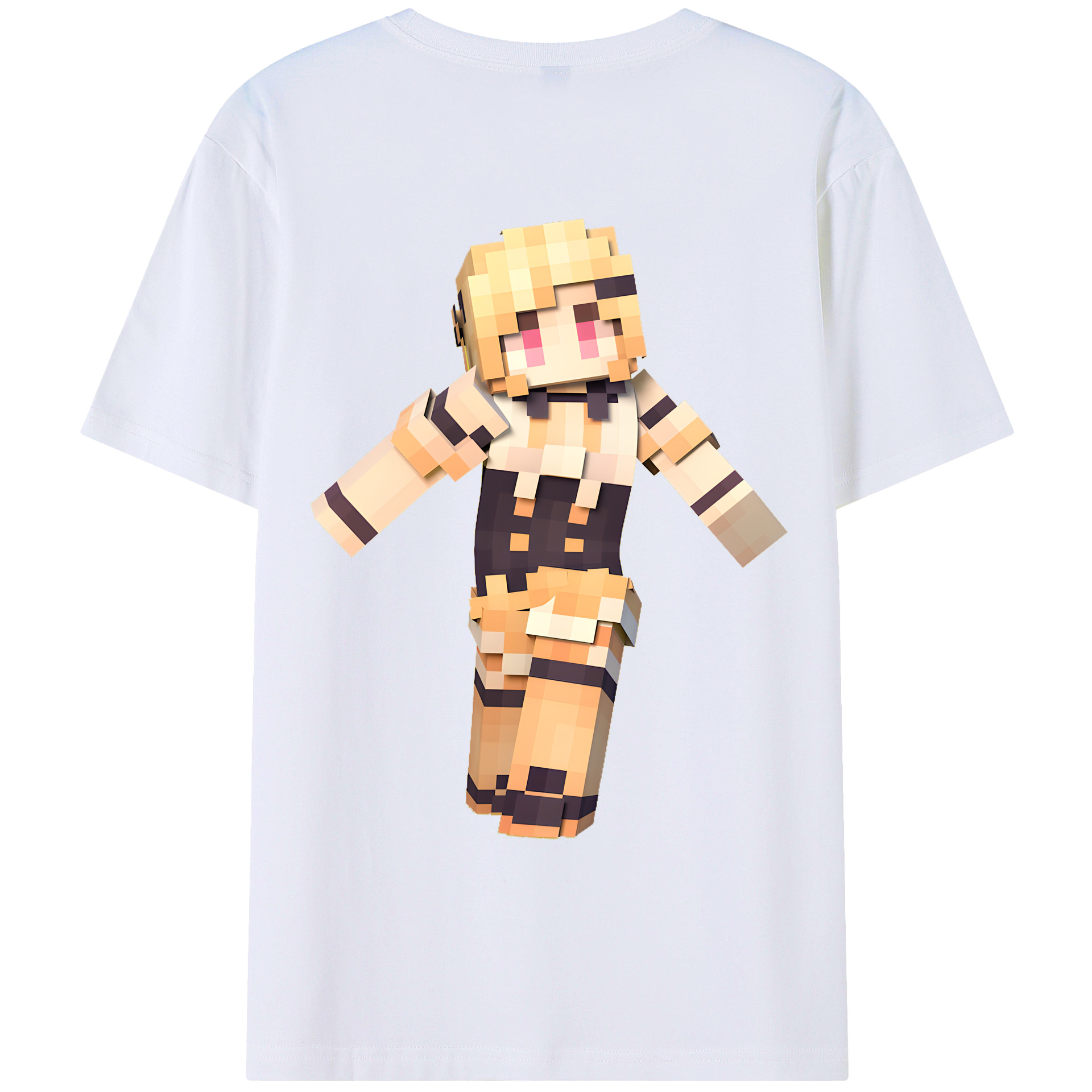 （画像用） マインクラフト ブロックの世界 Minecraft MC Block world 綿100％ メンズ半袖Tシャツ（バックプリント） 通気性