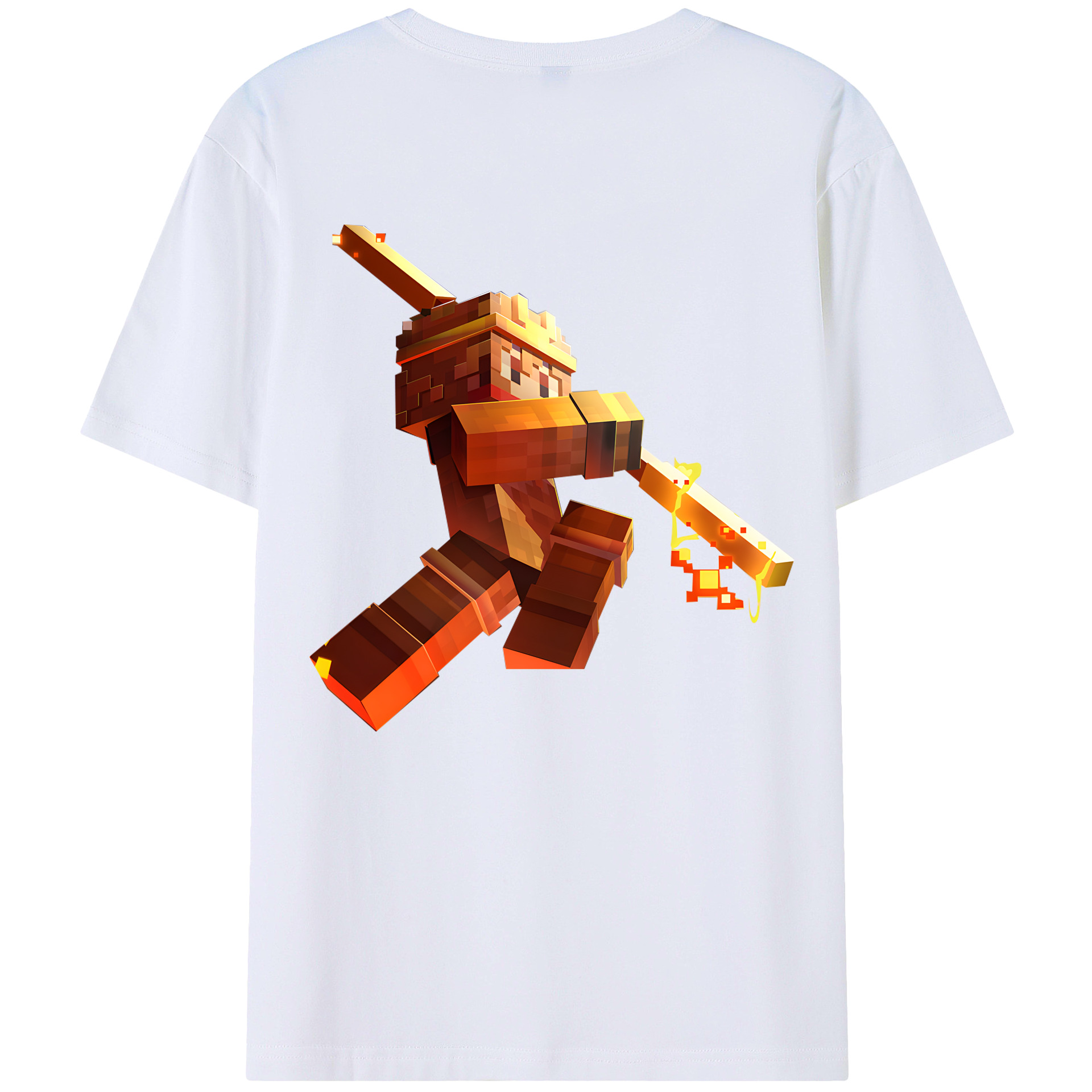 （画像用） マインクラフト ブロックの世界 Minecraft MC Block world 綿100％ メンズ半袖Tシャツ（バックプリント） 通気性