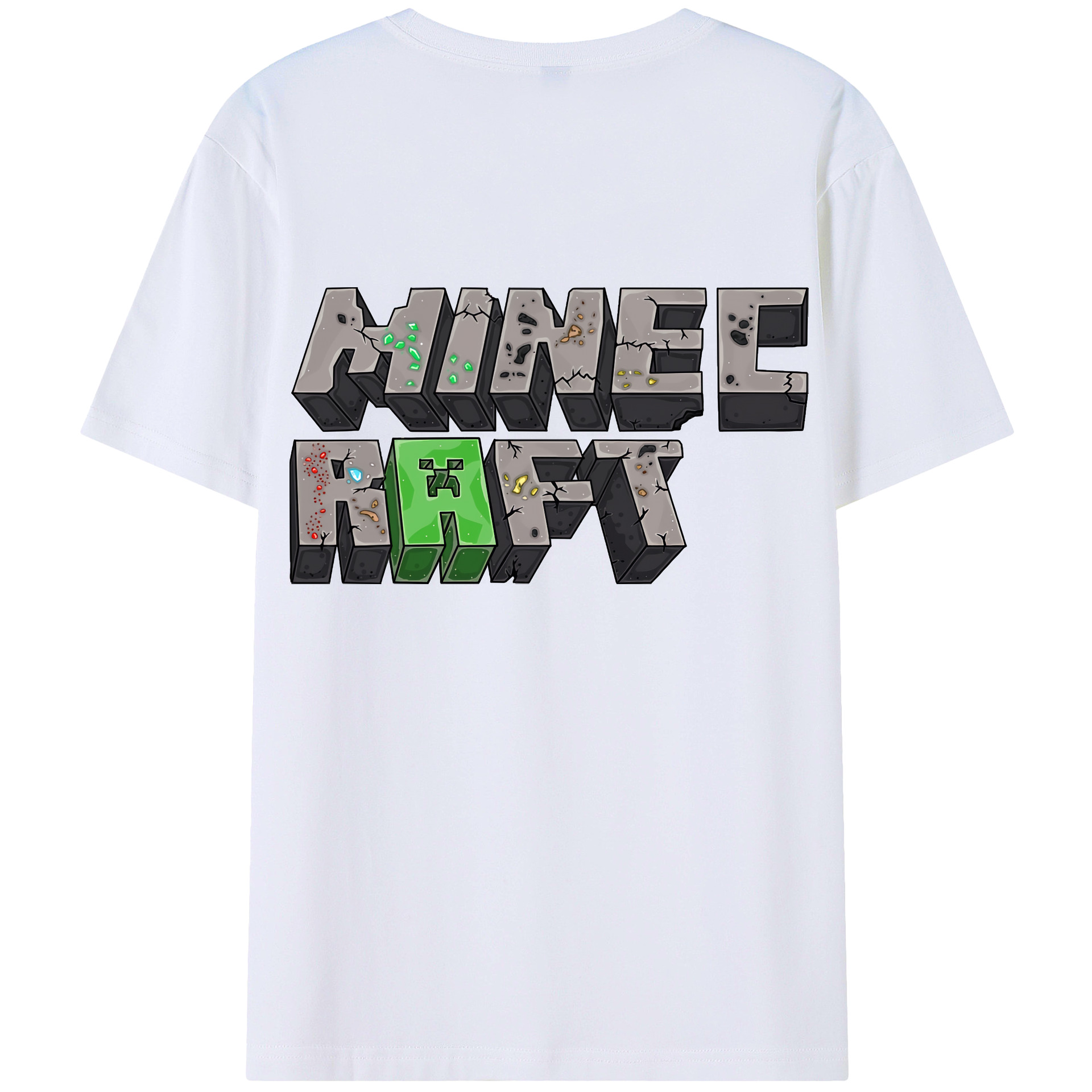 （画像用） マインクラフト ブロックの世界 Minecraft MC Block world 綿100％ メンズ半袖Tシャツ（バックプリント） 通気性