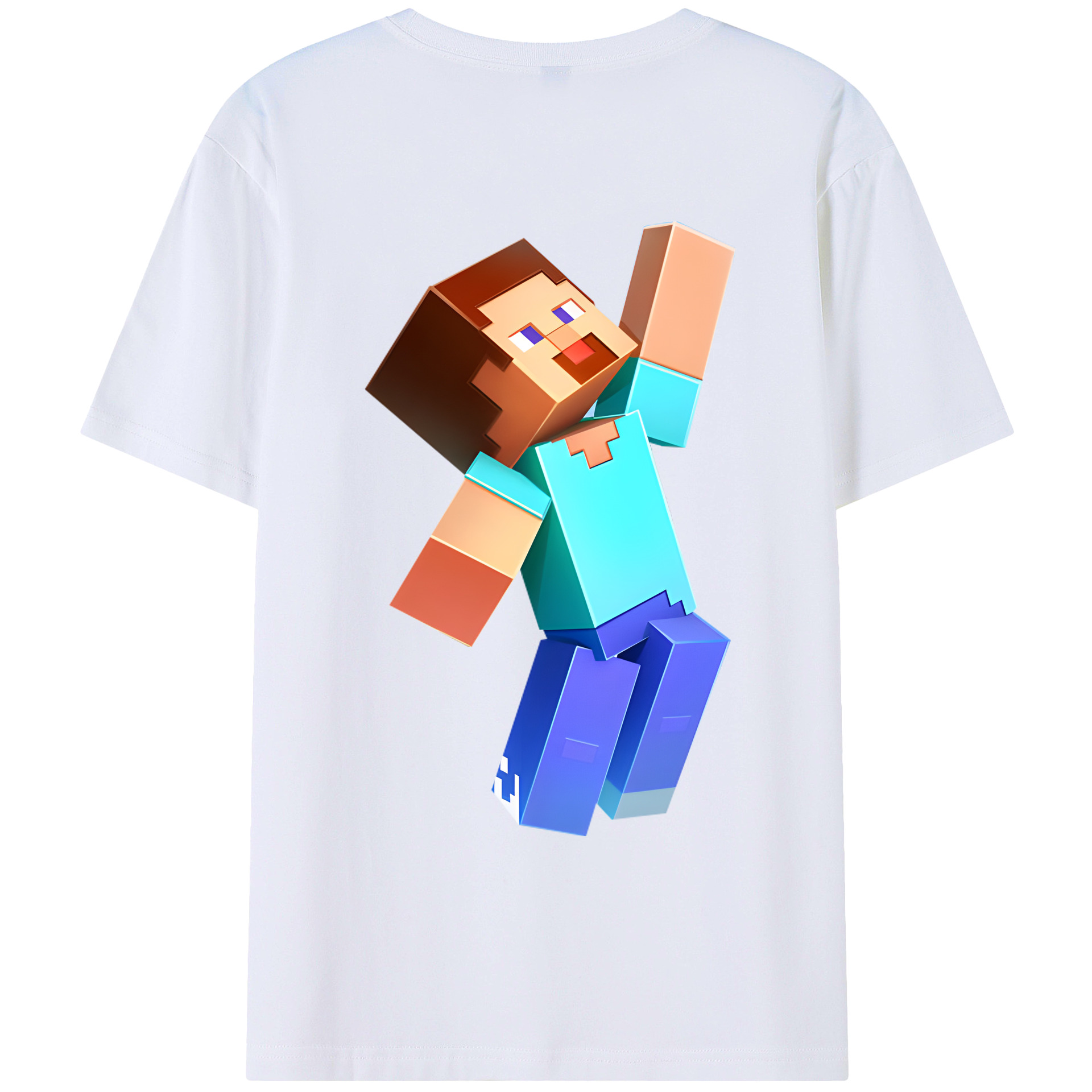 （画像用） マインクラフト ブロックの世界 Minecraft MC Block world 綿100％ メンズ半袖Tシャツ（バックプリント） 通気性