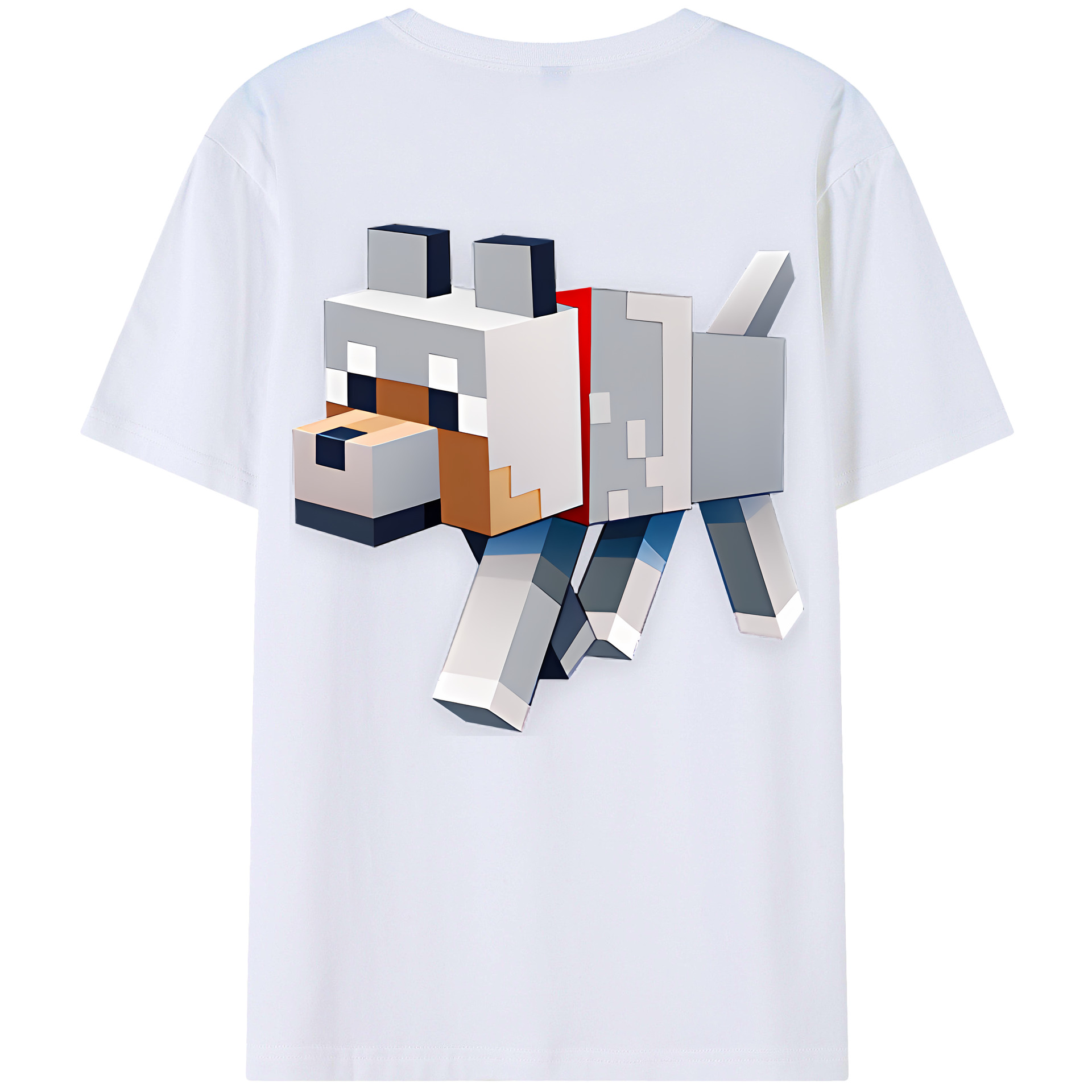 （画像用） マインクラフト ブロックの世界 Minecraft MC Block world 綿100％ メンズ半袖Tシャツ（バックプリント） 通気性