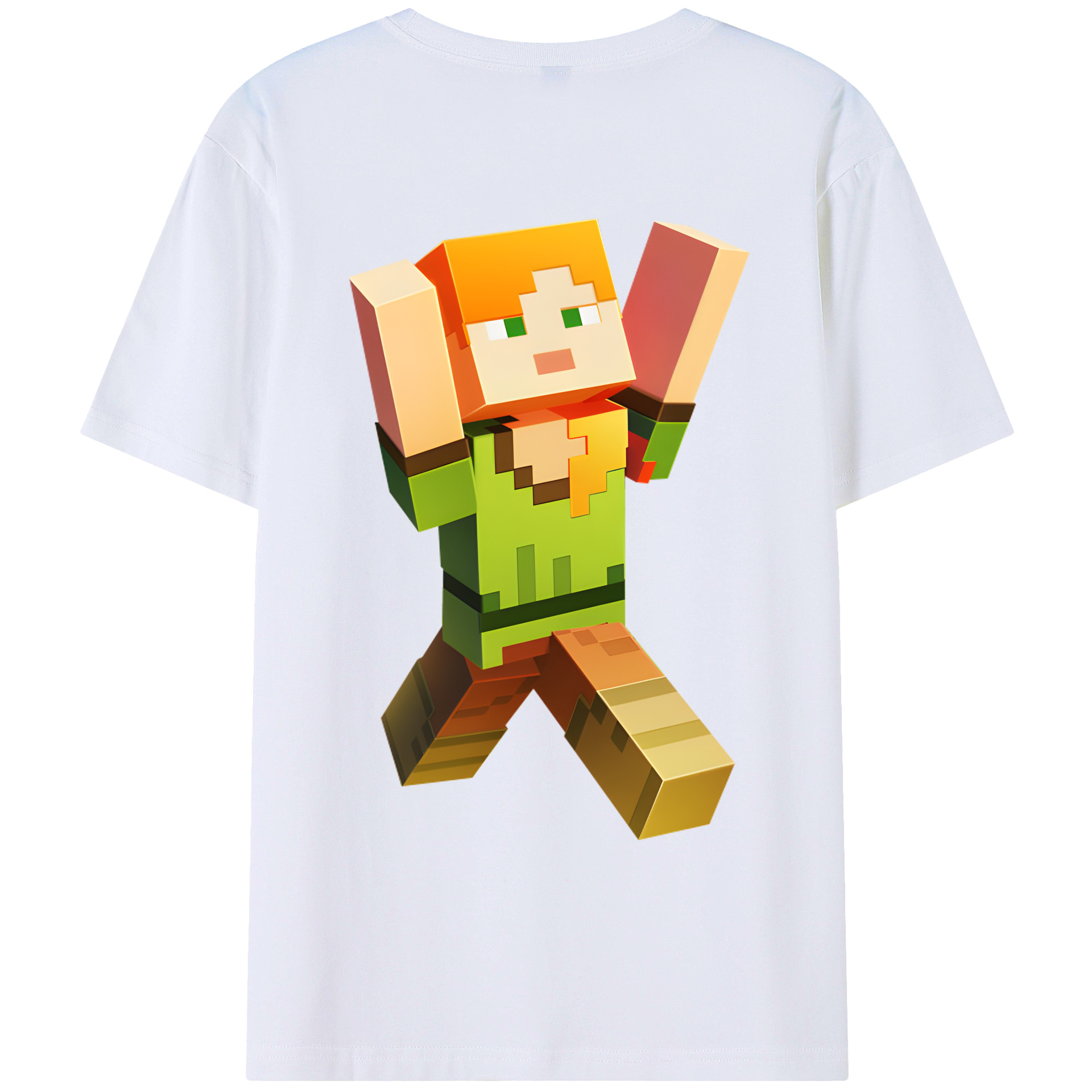 （画像用） マインクラフト ブロックの世界 Minecraft MC Block world 綿100％ メンズ半袖Tシャツ（バックプリント） 通気性