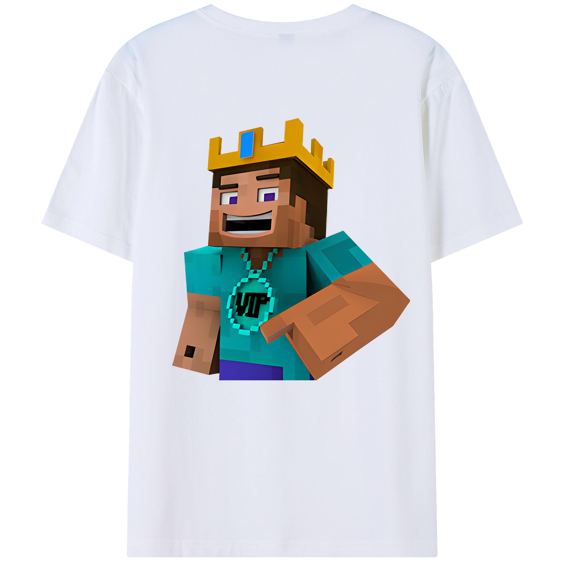 （画像用） マインクラフト ブロックの世界 Minecraft MC Block world 綿100％ メンズ半袖Tシャツ（バックプリント） 通気性