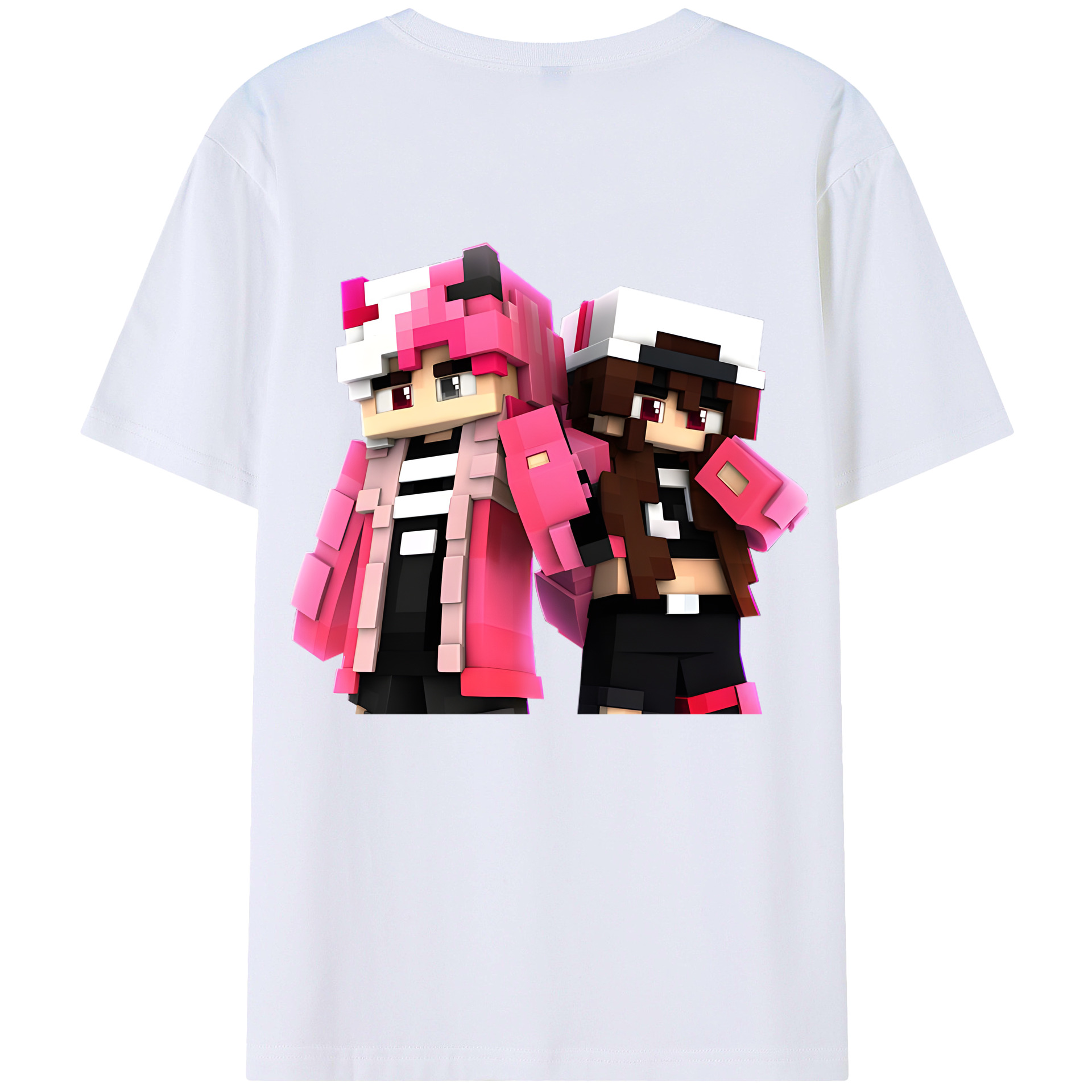（画像用） マインクラフト ブロックの世界 Minecraft MC Block world 綿100％ メンズ半袖Tシャツ（バックプリント） 通気性