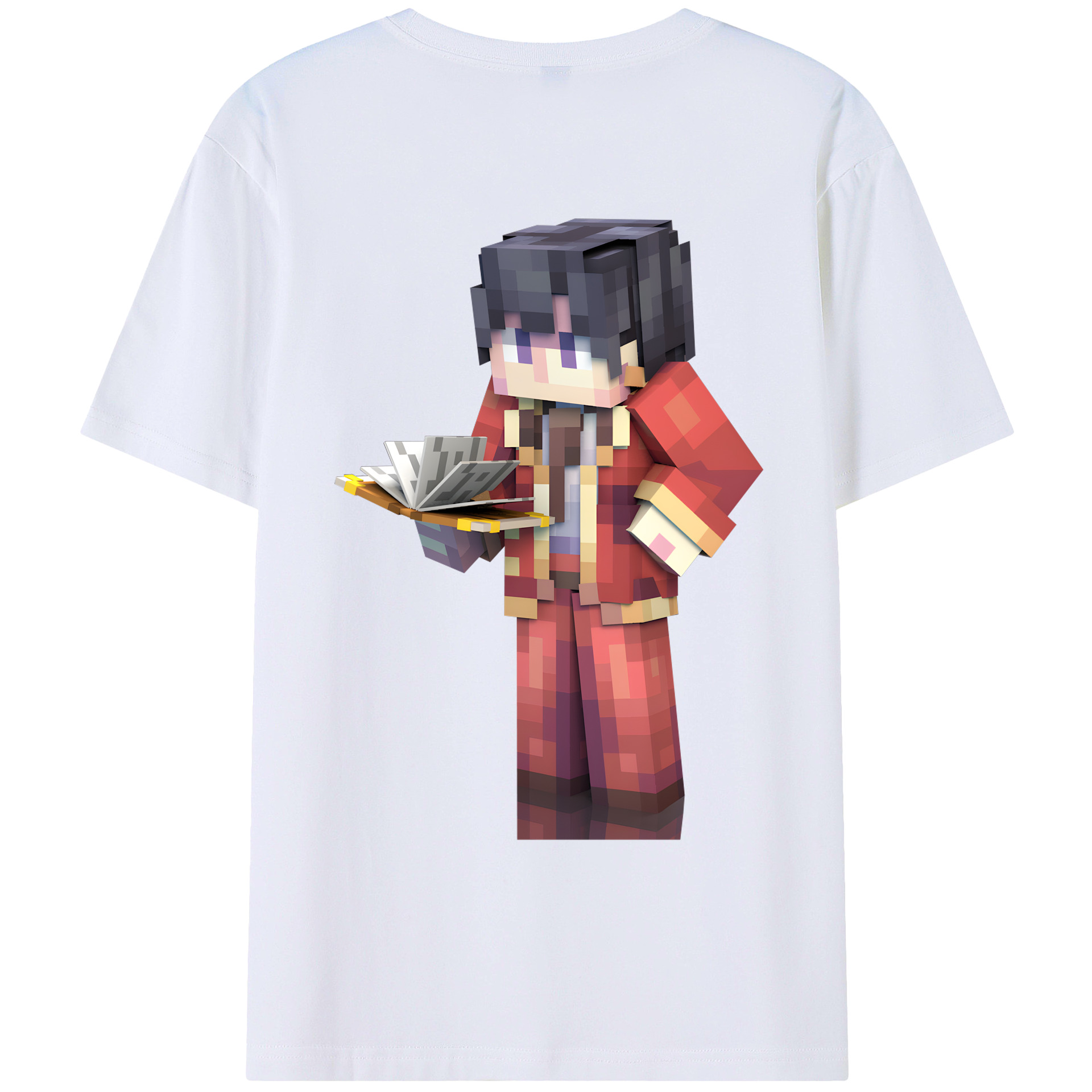 （画像用） マインクラフト ブロックの世界 Minecraft MC Block world 綿100％ メンズ半袖Tシャツ（バックプリント） 通気性