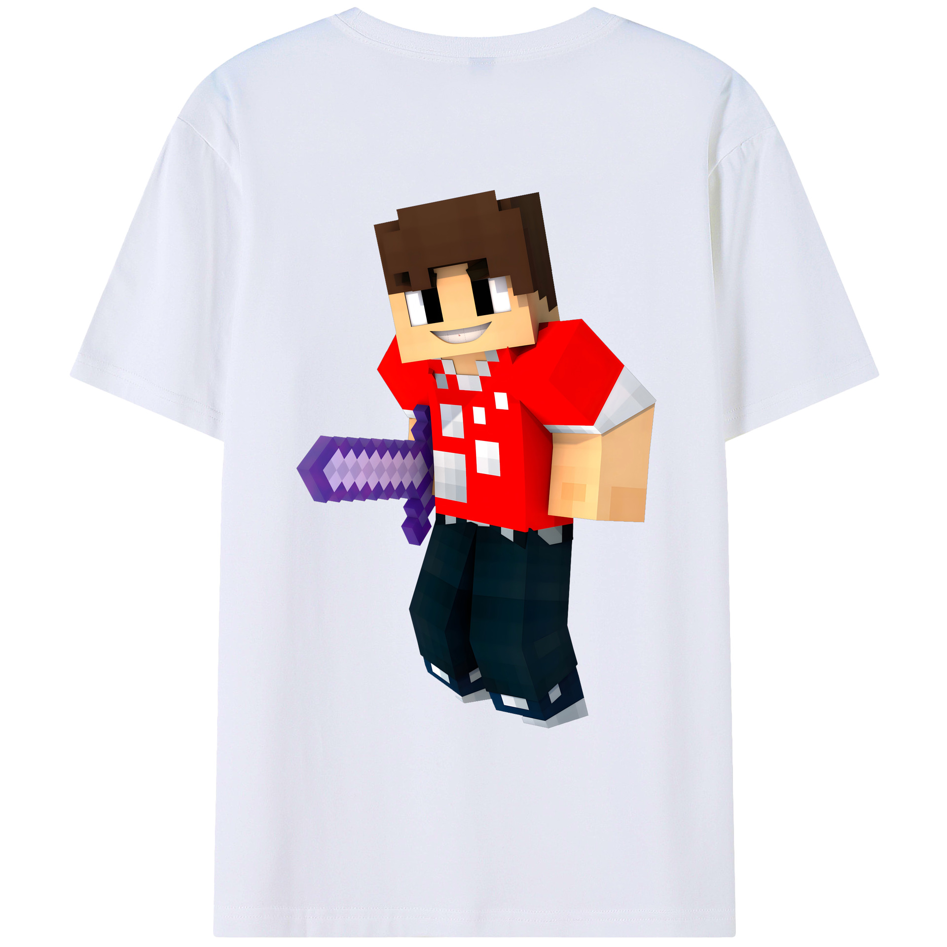 （画像用） マインクラフト ブロックの世界 Minecraft MC Block world 綿100％ メンズ半袖Tシャツ（バックプリント） 通気性