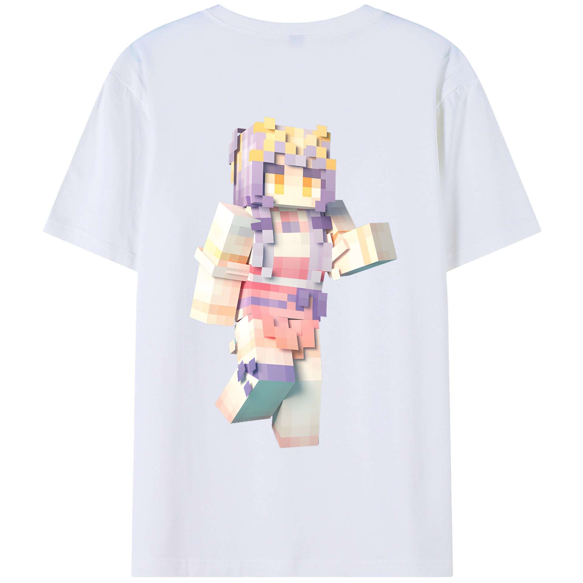 （画像用） マインクラフト ブロックの世界 Minecraft MC Block world 綿100％ メンズ半袖Tシャツ（バックプリント） 通気性