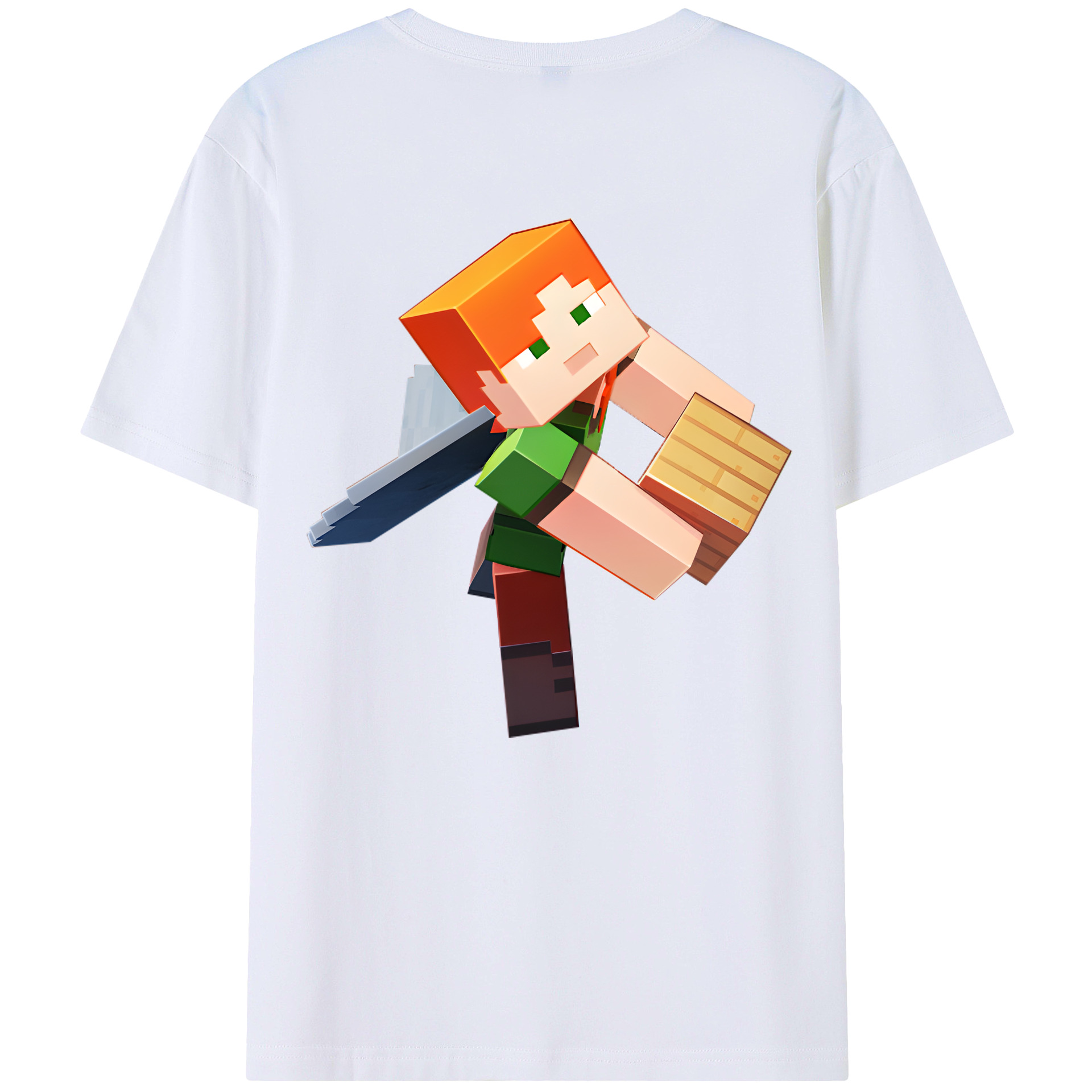 （画像用） マインクラフト ブロックの世界 Minecraft MC Block world 綿100％ メンズ半袖Tシャツ（バックプリント） 通気性