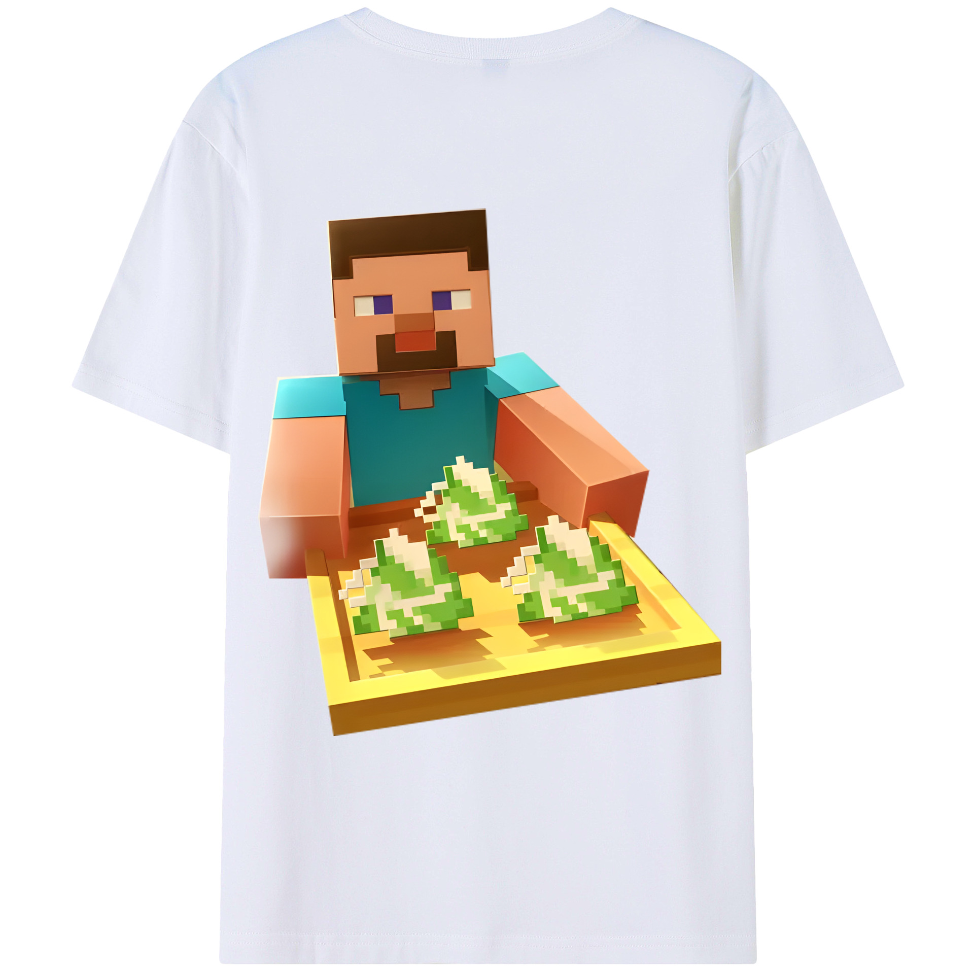 （画像用） マインクラフト ブロックの世界 Minecraft MC Block world 綿100％ メンズ半袖Tシャツ（バックプリント） 通気性