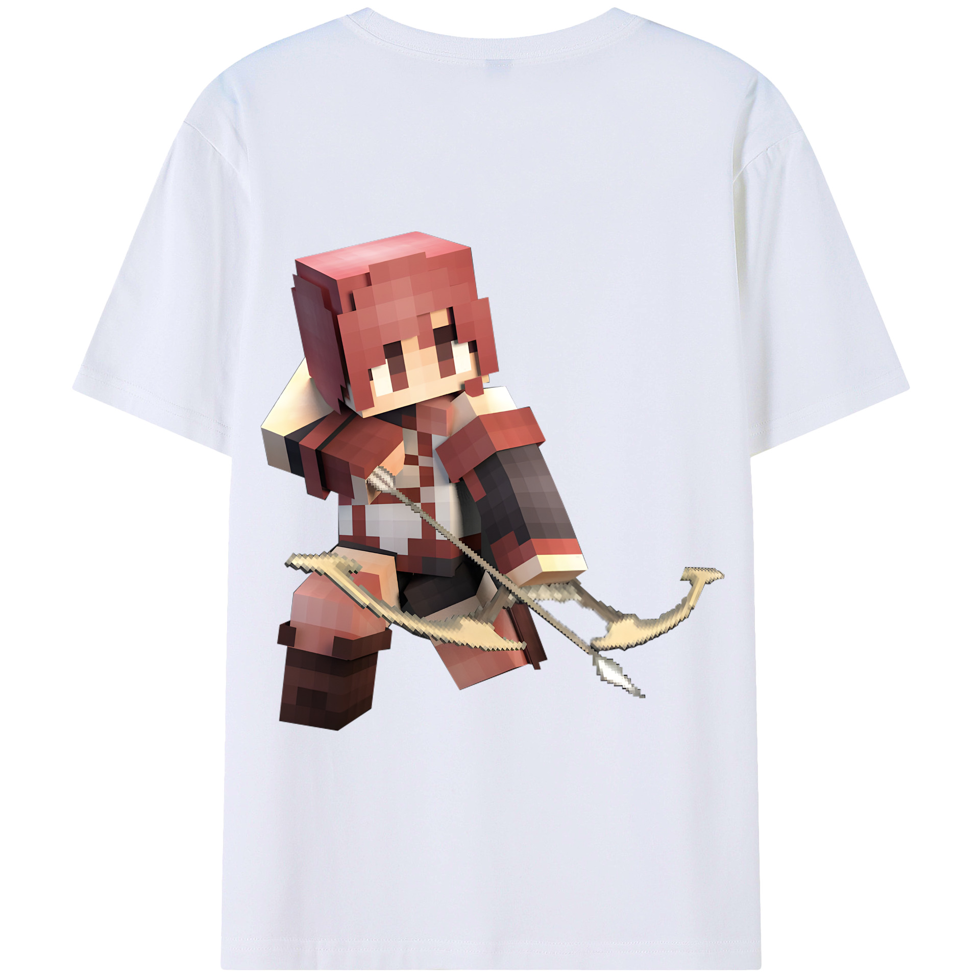 （画像用） マインクラフト ブロックの世界 Minecraft MC Block world 綿100％ メンズ半袖Tシャツ（バックプリント） 通気性