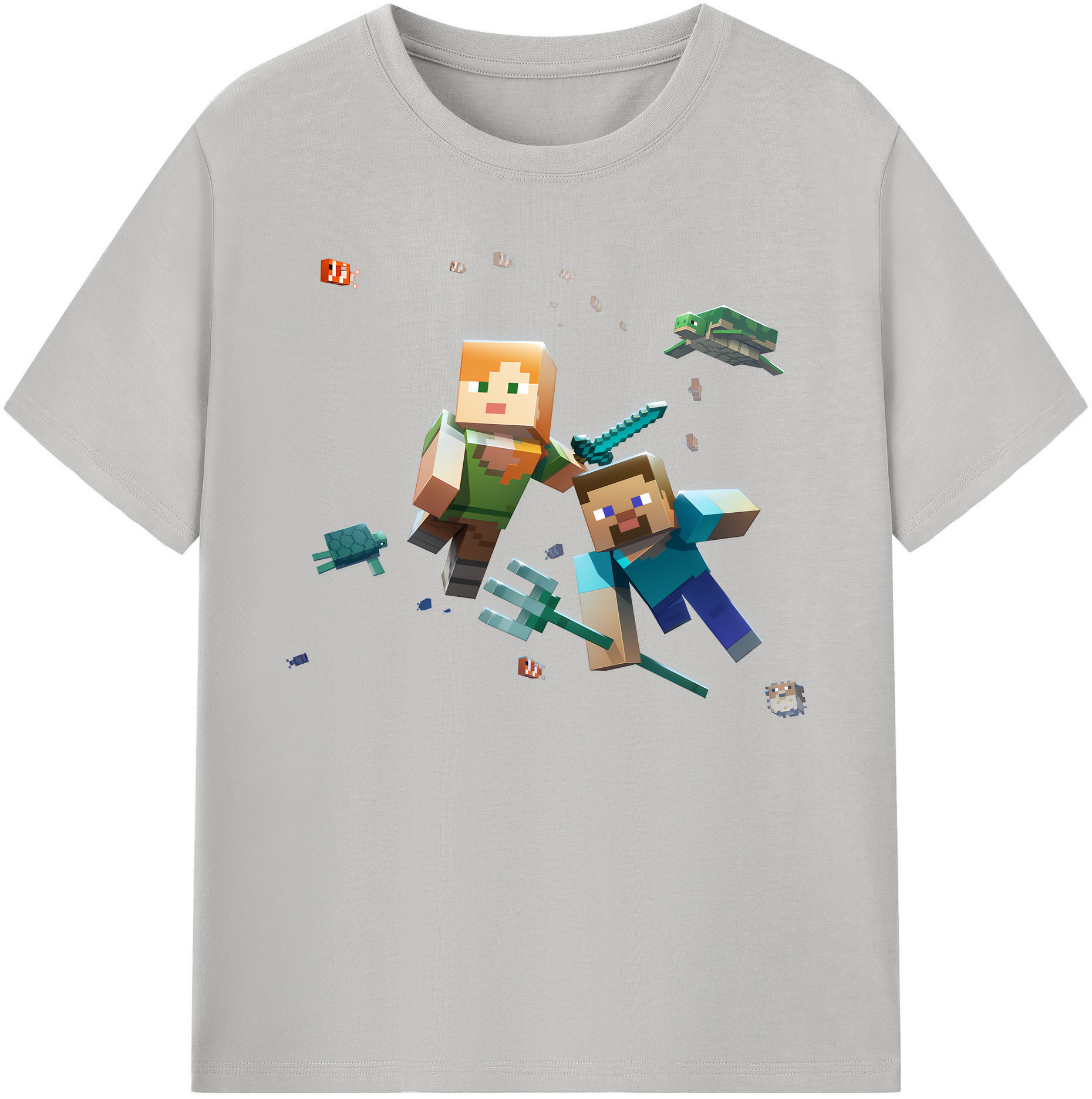 （画像用） マインクラフト ブロックの世界 Minecraft MC Block world 綿100％ メンズ半袖Tシャツ｜肌触りやわらか＆通気性