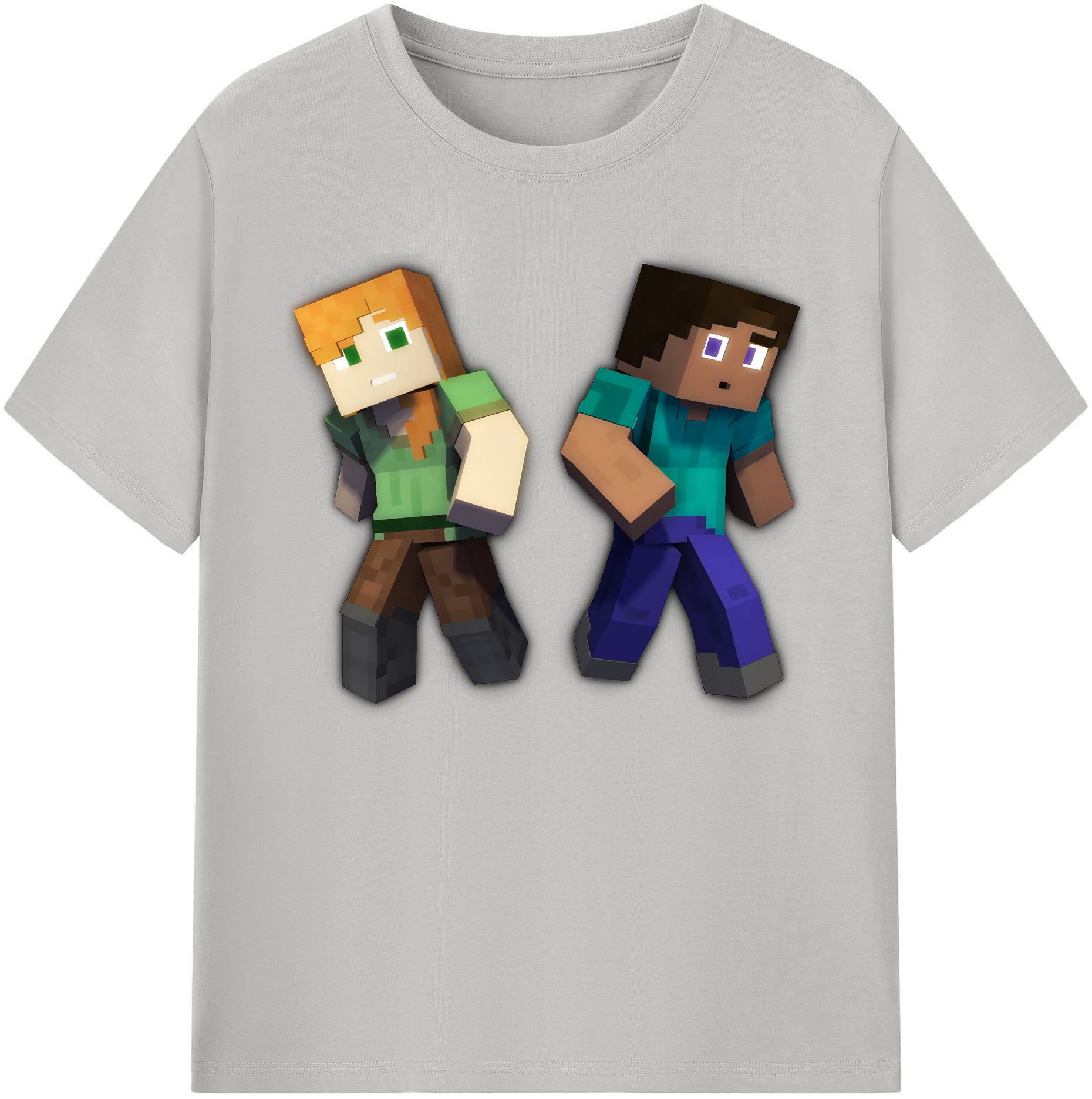 （画像用） マインクラフト ブロックの世界 Minecraft MC Block world 綿100％ メンズ半袖Tシャツ｜肌触りやわらか＆通気性