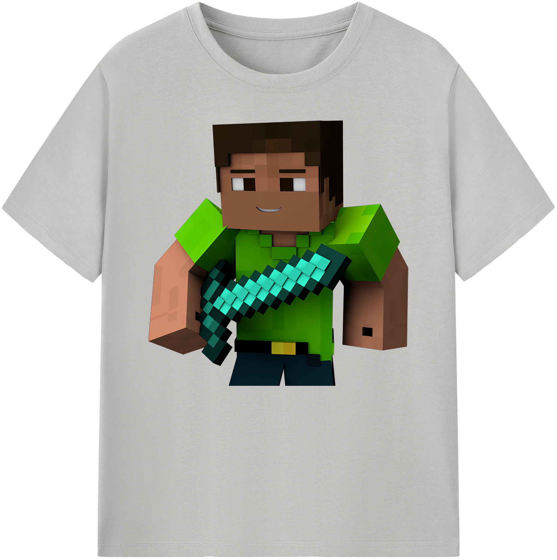 （画像用） マインクラフト ブロックの世界 Minecraft MC Block world 綿100％ メンズ半袖Tシャツ｜肌触りやわらか＆通気性