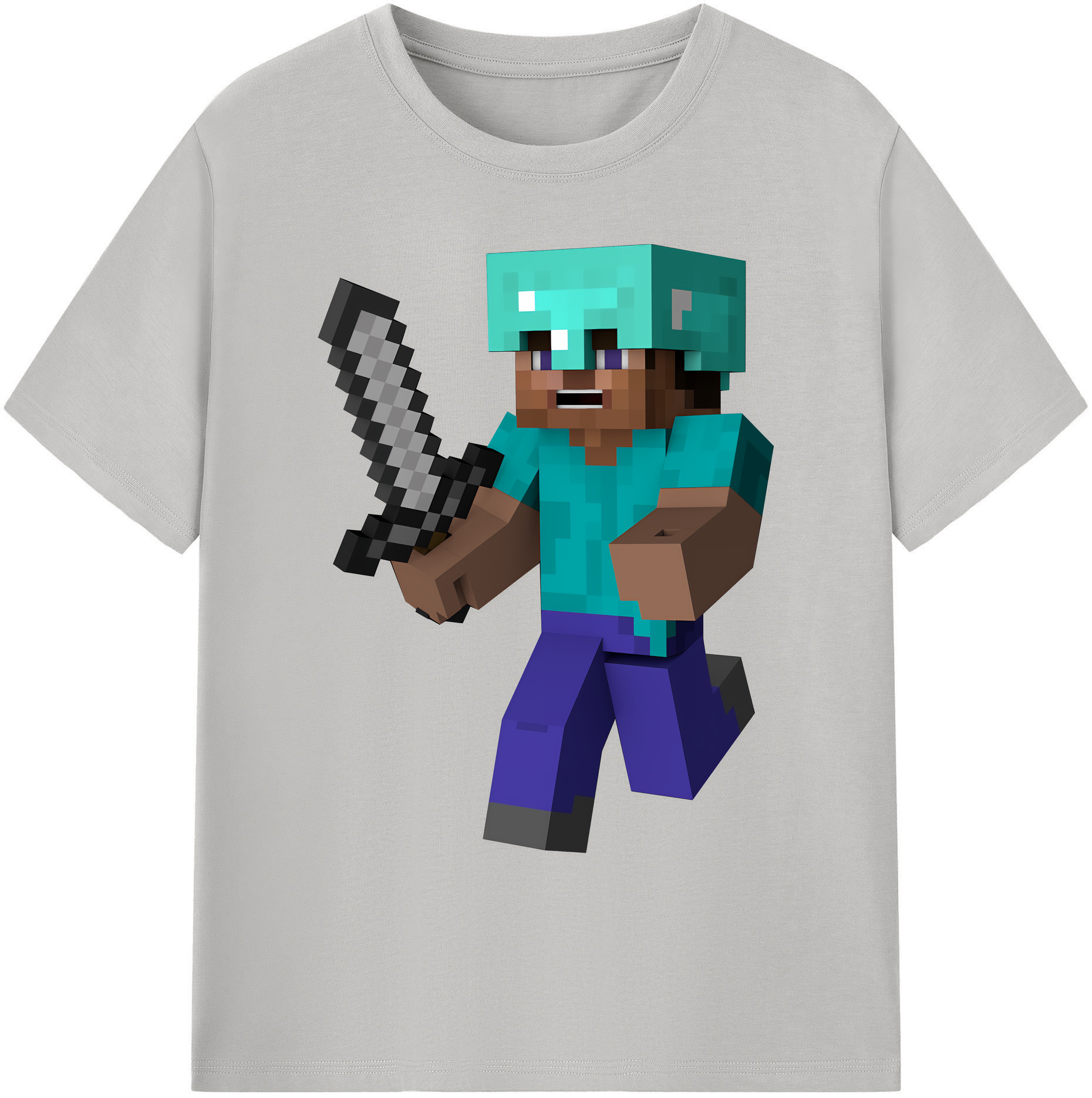 （画像用） マインクラフト ブロックの世界 Minecraft MC Block world 綿100％ メンズ半袖Tシャツ｜肌触りやわらか＆通気性