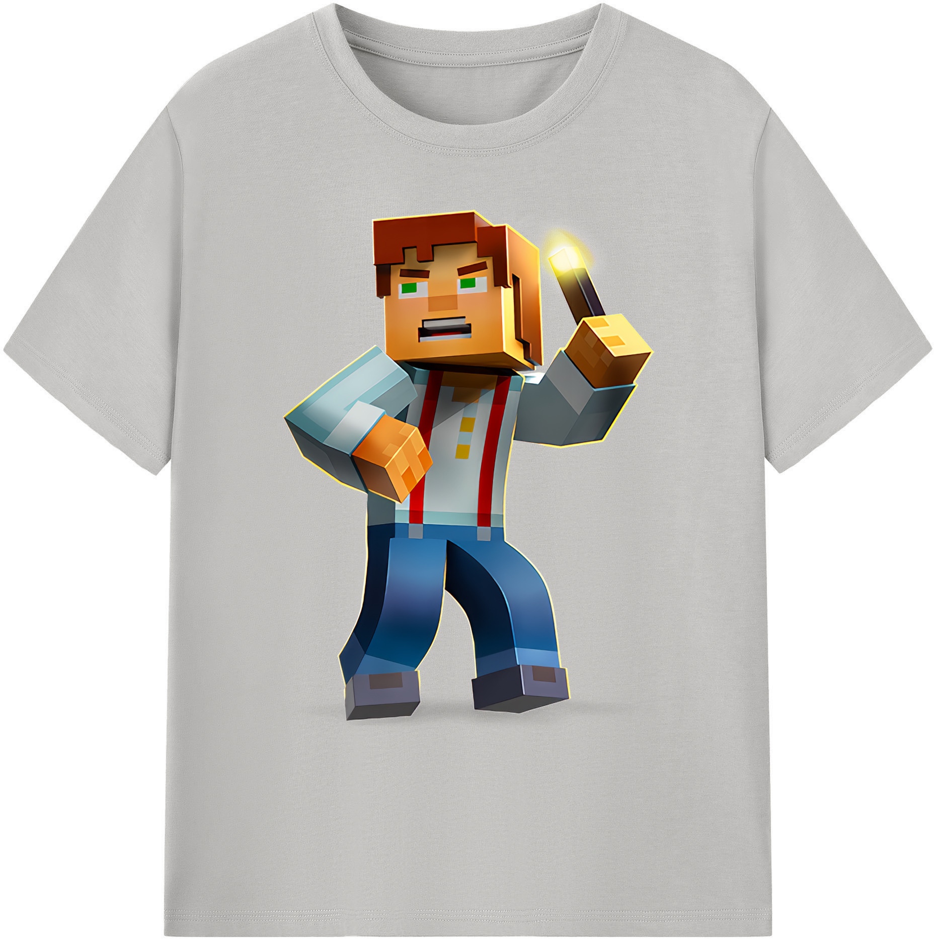 （画像用） マインクラフト ブロックの世界 Minecraft MC Block world 綿100％ メンズ半袖Tシャツ｜肌触りやわらか＆通気性