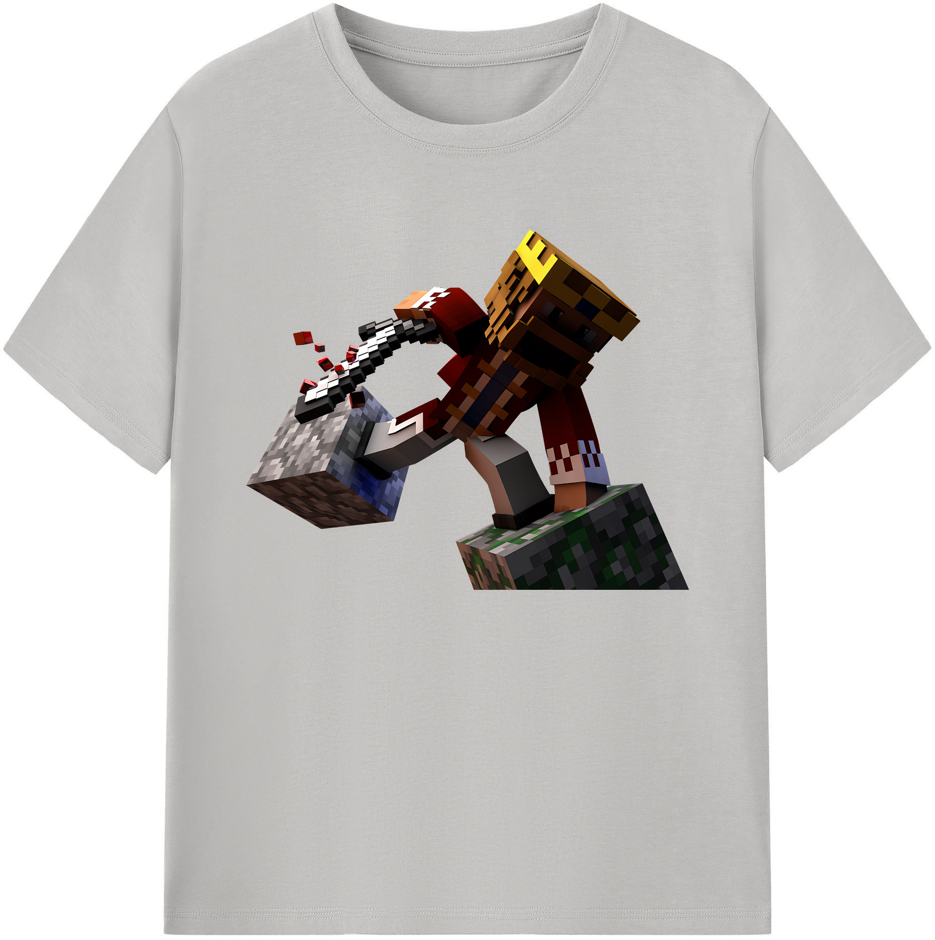 （画像用） マインクラフト ブロックの世界 Minecraft MC Block world 綿100％ メンズ半袖Tシャツ｜肌触りやわらか＆通気性
