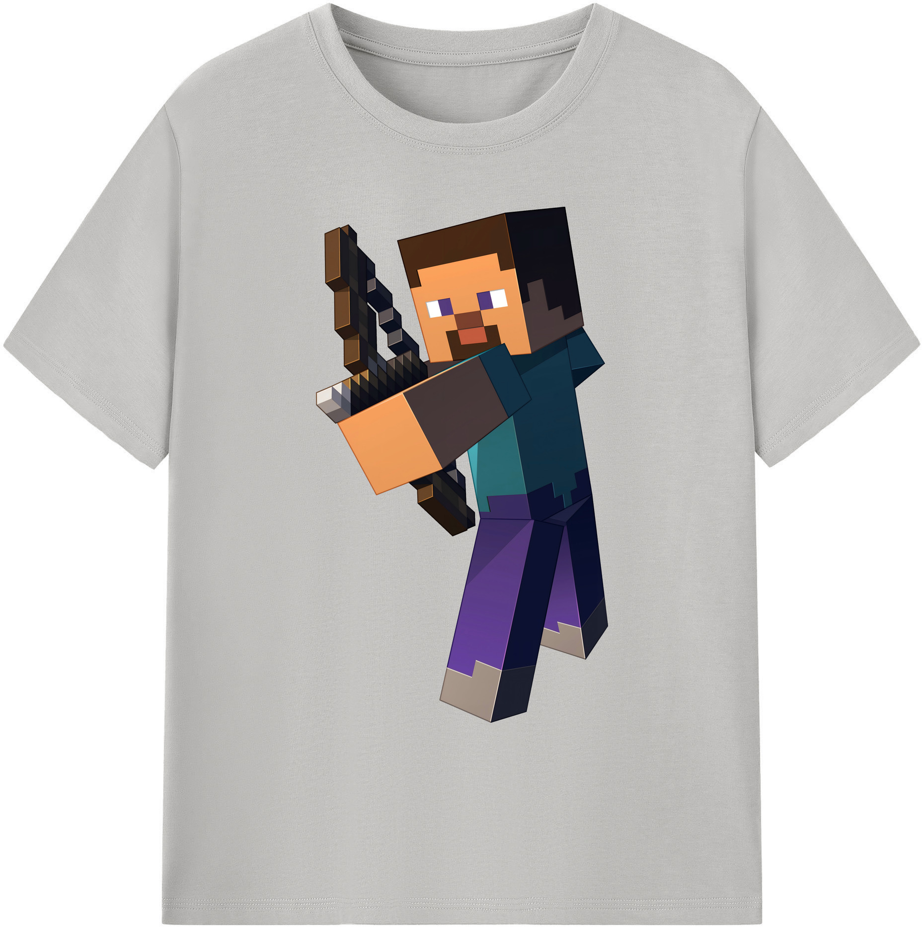 （画像用） マインクラフト ブロックの世界 Minecraft MC Block world 綿100％ メンズ半袖Tシャツ｜肌触りやわらか＆通気性