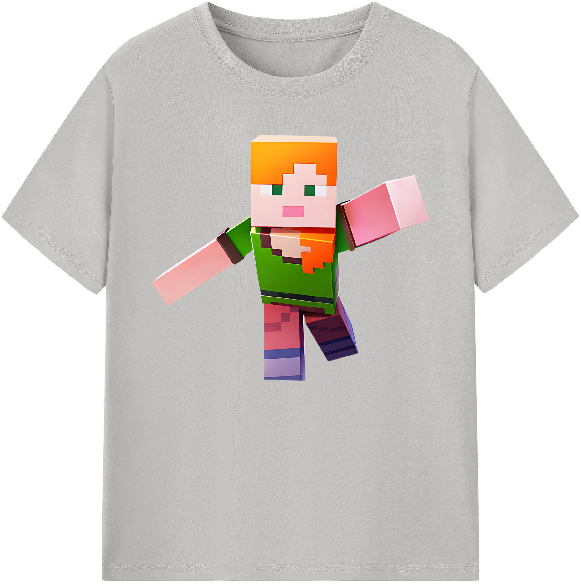 （画像用） マインクラフト ブロックの世界 Minecraft MC Block world 綿100％ メンズ半袖Tシャツ｜肌触りやわらか＆通気性