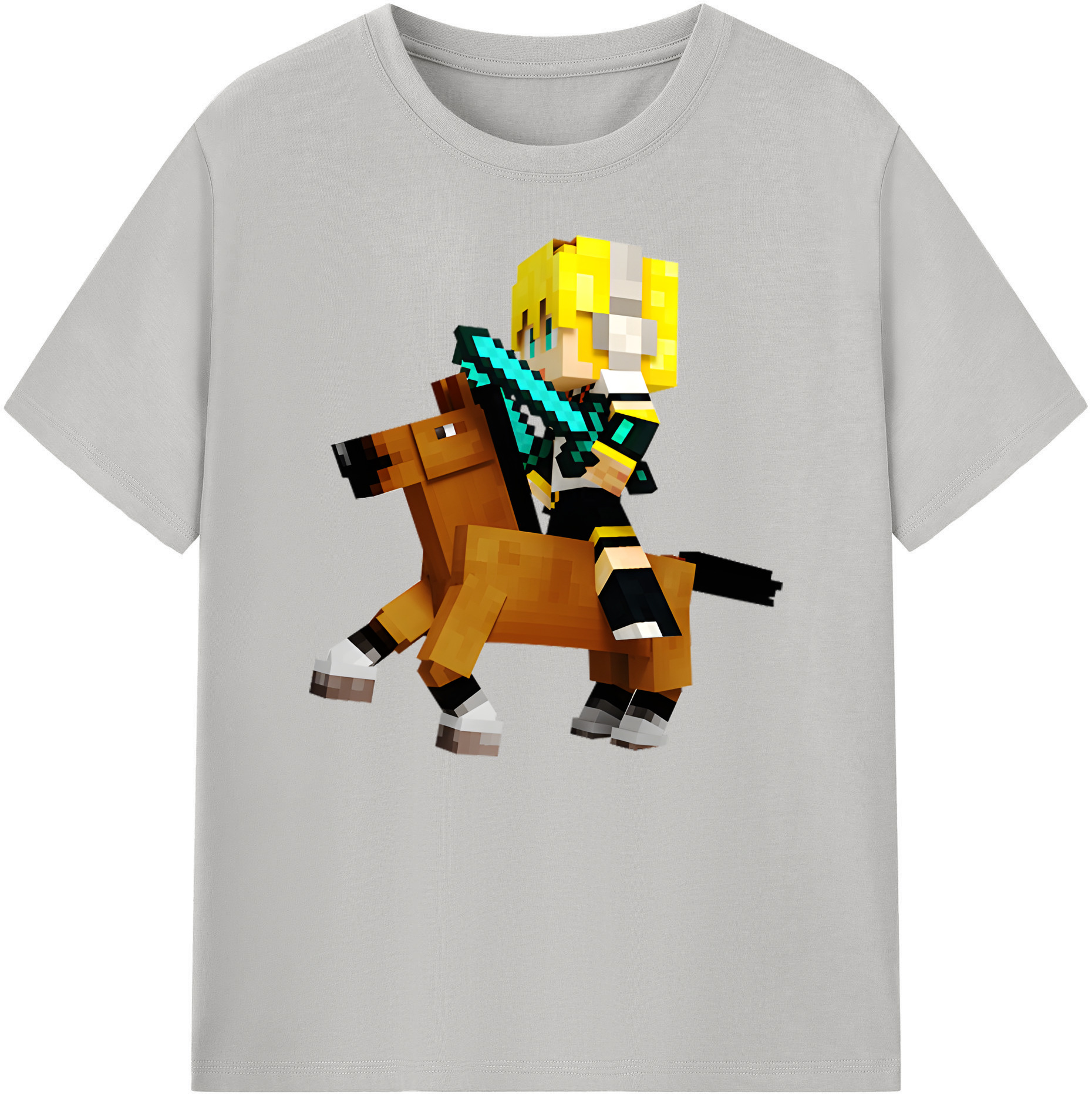 （画像用） マインクラフト ブロックの世界 Minecraft MC Block world 綿100％ メンズ半袖Tシャツ｜肌触りやわらか＆通気性