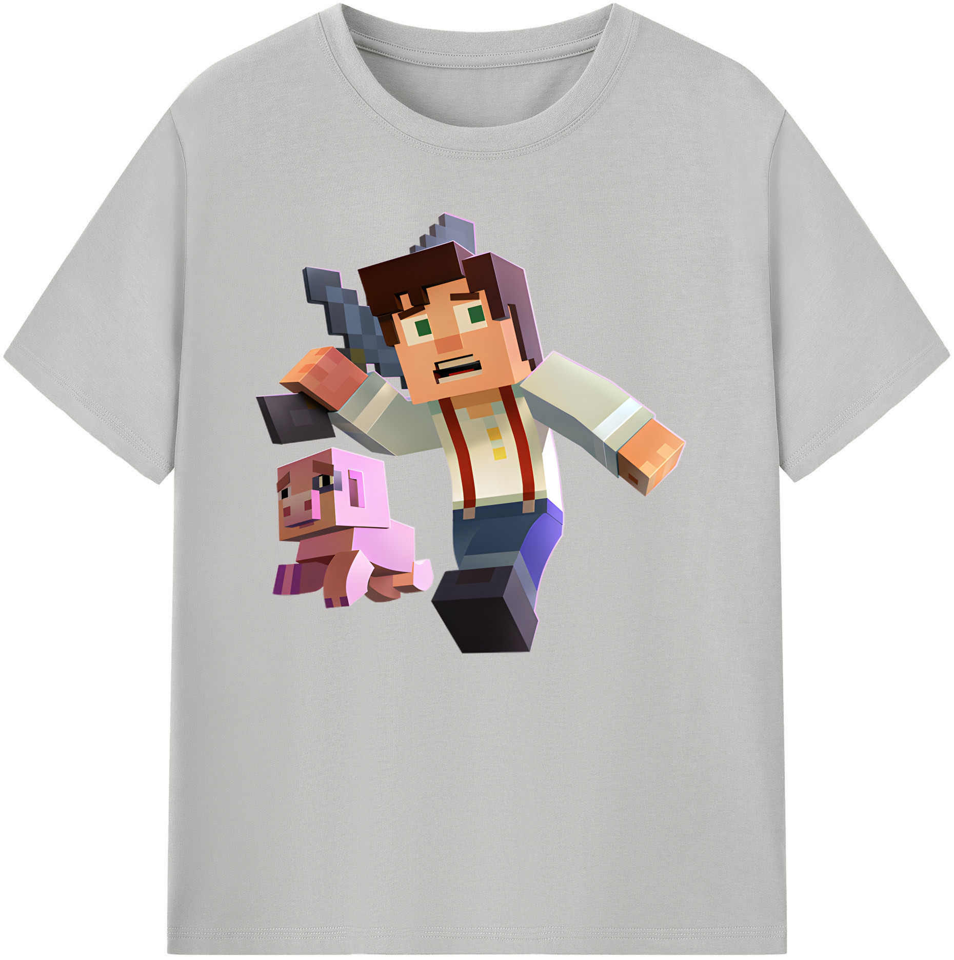 （画像用） マインクラフト ブロックの世界 Minecraft MC Block world 綿100％ メンズ半袖Tシャツ｜肌触りやわらか＆通気性