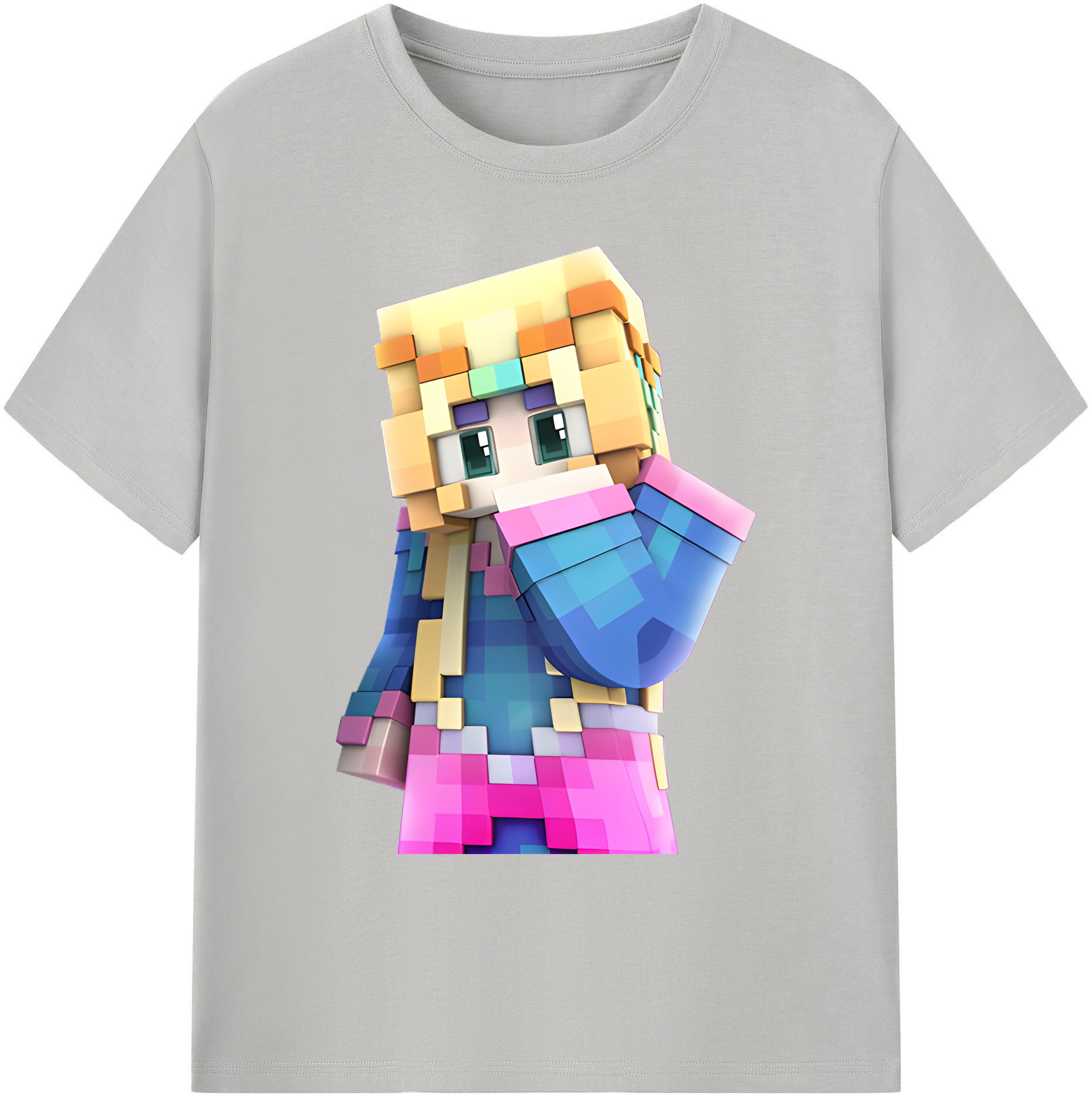 （画像用） マインクラフト ブロックの世界 Minecraft MC Block world 綿100％ メンズ半袖Tシャツ｜肌触りやわらか＆通気性