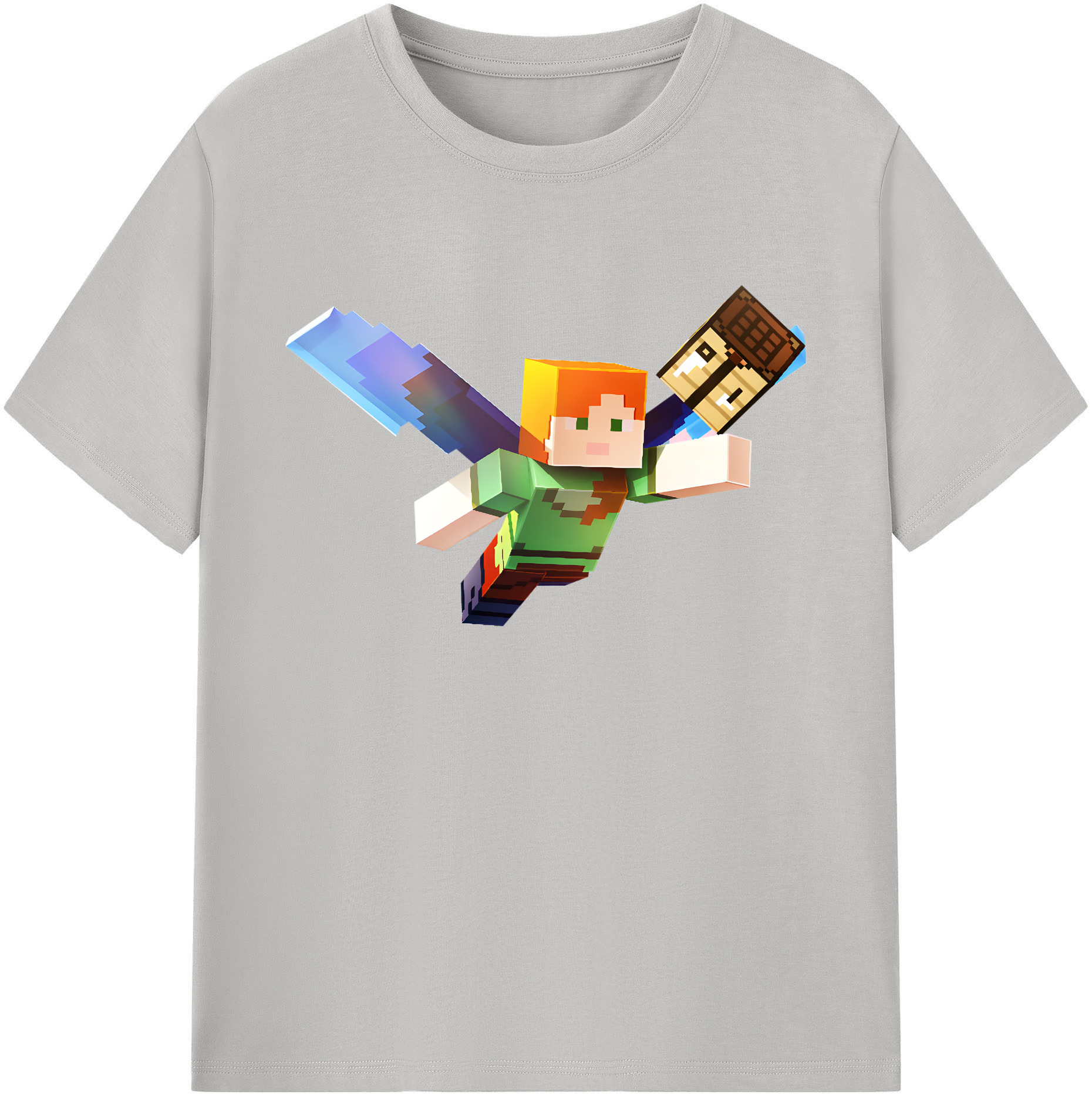 （画像用） マインクラフト ブロックの世界 Minecraft MC Block world 綿100％ メンズ半袖Tシャツ｜肌触りやわらか＆通気性