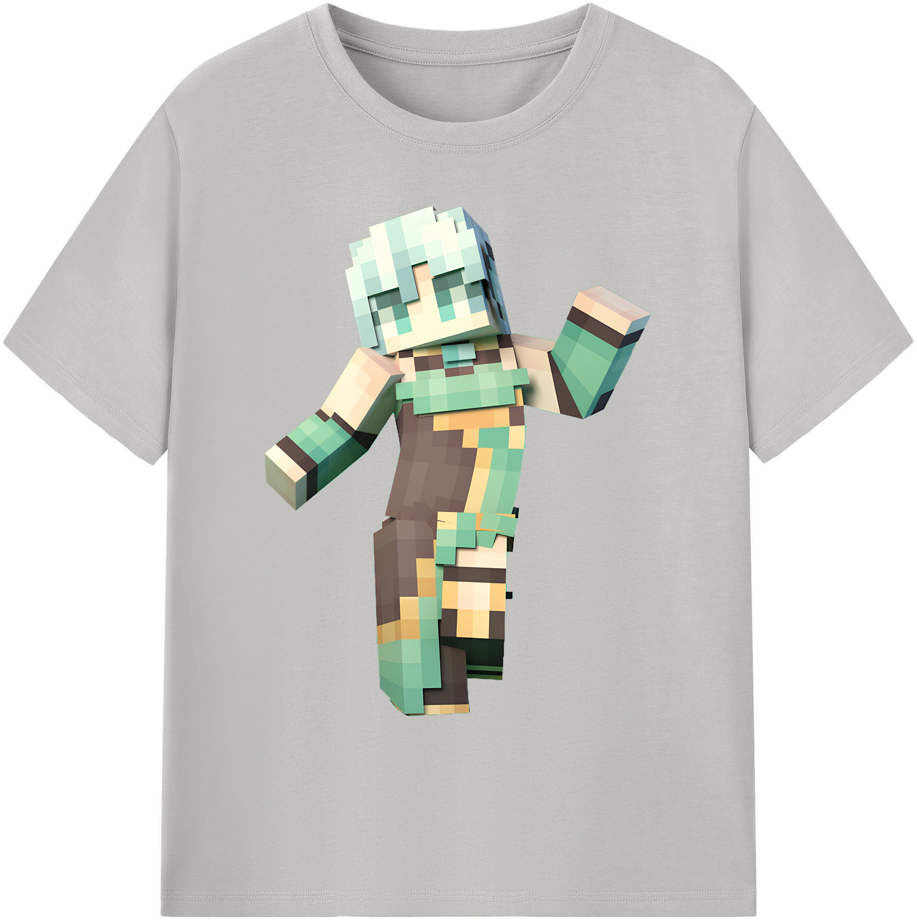 （画像用） マインクラフト ブロックの世界 Minecraft MC Block world 綿100％ メンズ半袖Tシャツ｜肌触りやわらか＆通気性