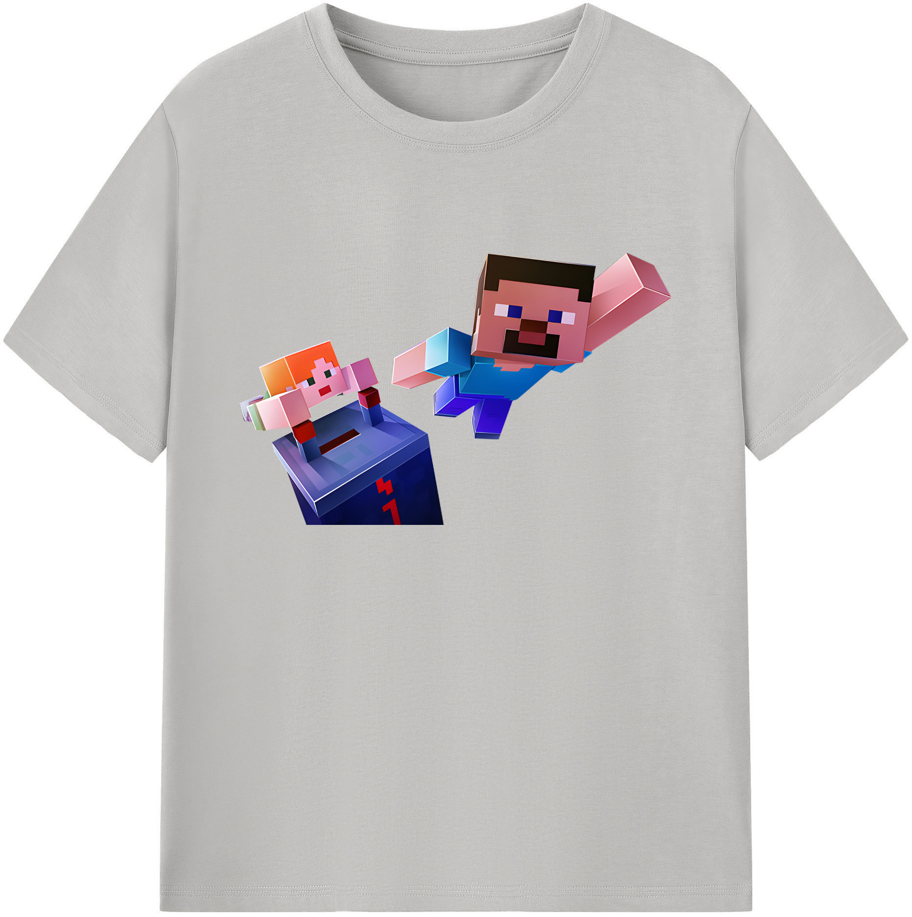 （画像用） マインクラフト ブロックの世界 Minecraft MC Block world 綿100％ メンズ半袖Tシャツ｜肌触りやわらか＆通気性