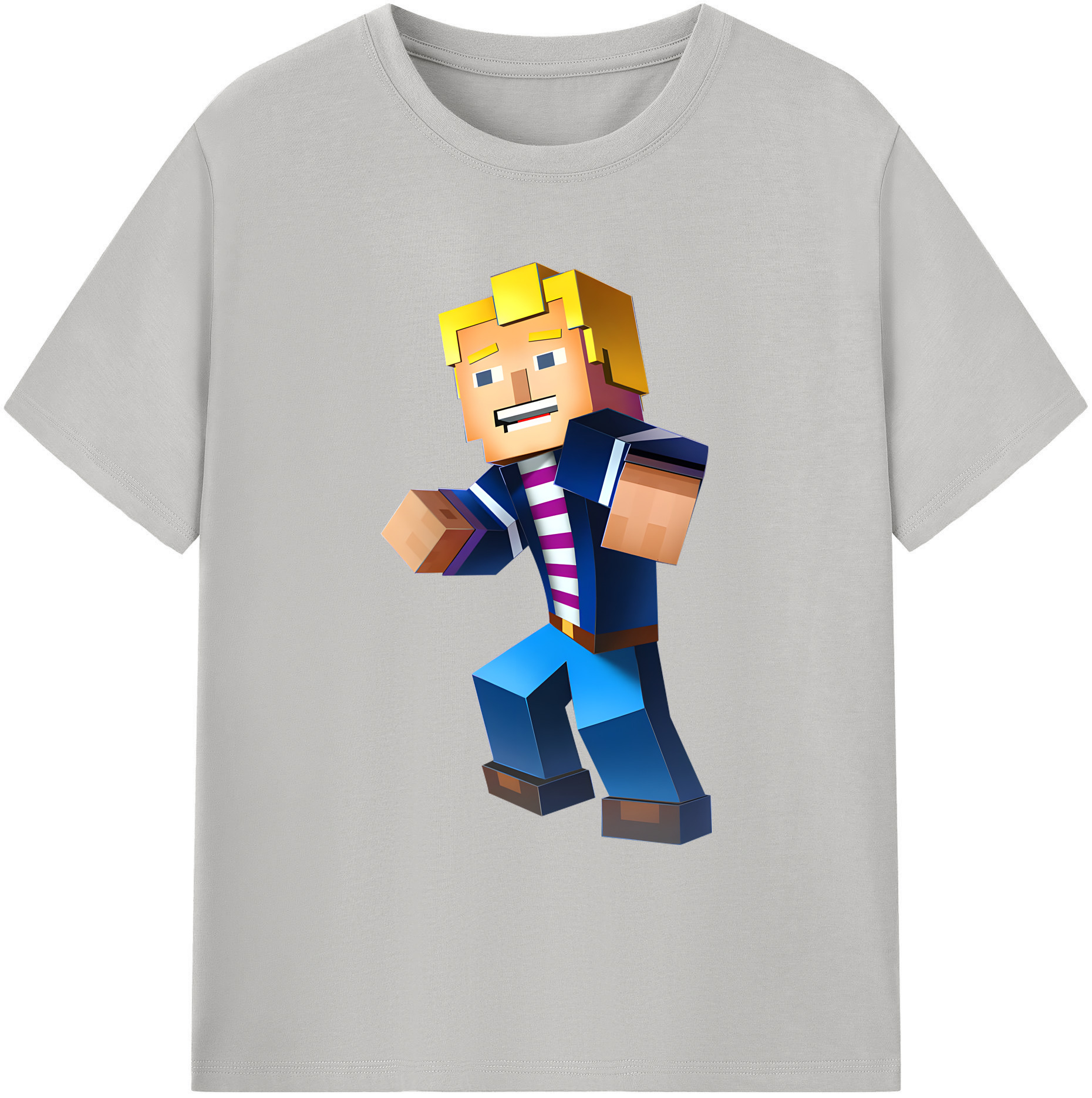 （画像用） マインクラフト ブロックの世界 Minecraft MC Block world 綿100％ メンズ半袖Tシャツ｜肌触りやわらか＆通気性