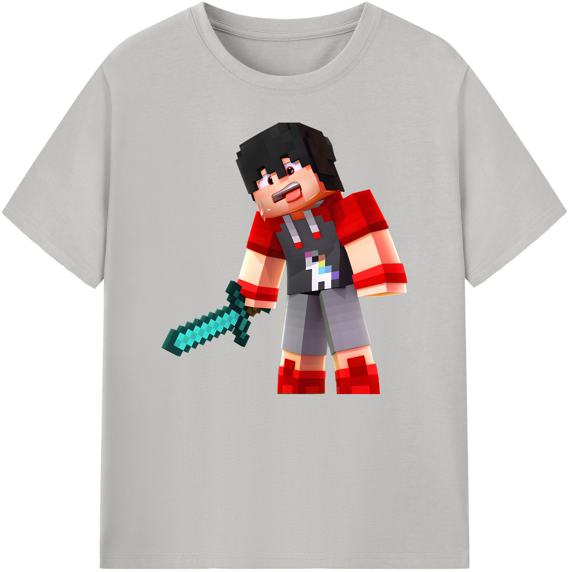 （画像用） マインクラフト ブロックの世界 Minecraft MC Block world 綿100％ メンズ半袖Tシャツ｜肌触りやわらか＆通気性