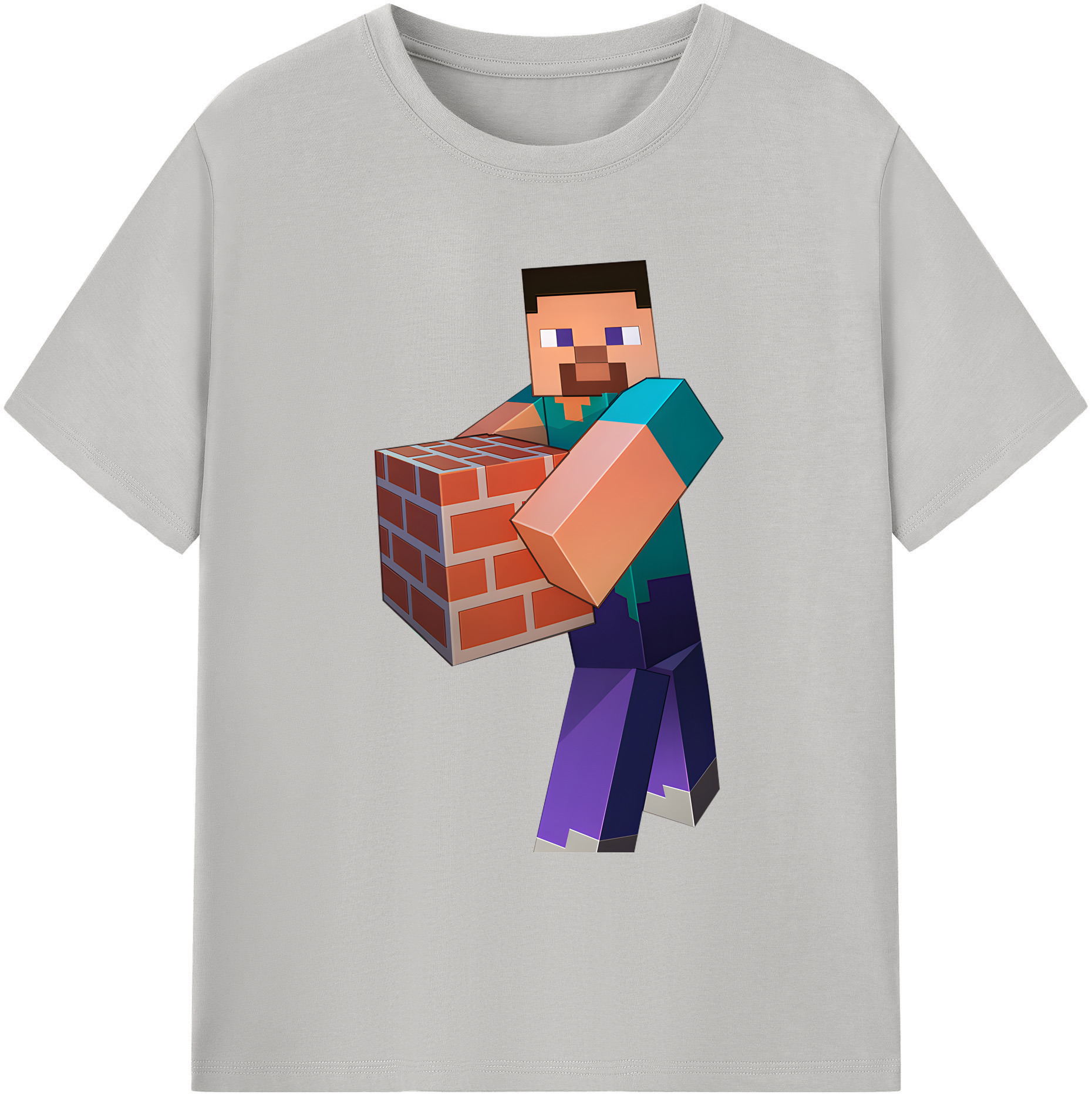 （画像用） マインクラフト ブロックの世界 Minecraft MC Block world 綿100％ メンズ半袖Tシャツ｜肌触りやわらか＆通気性