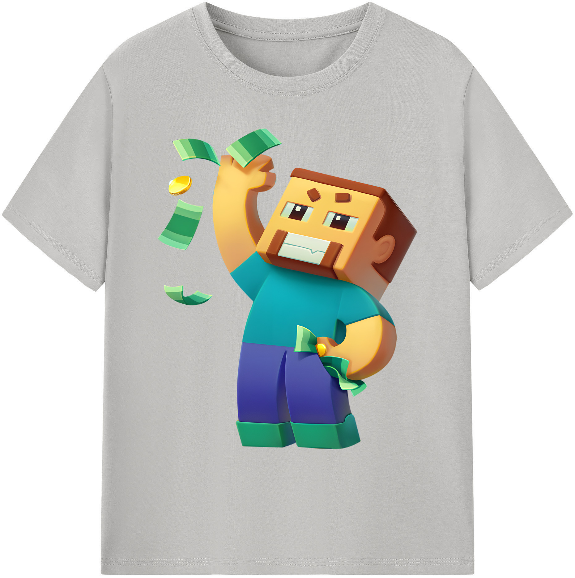 （画像用） マインクラフト ブロックの世界 Minecraft MC Block world 綿100％ メンズ半袖Tシャツ｜肌触りやわらか＆通気性