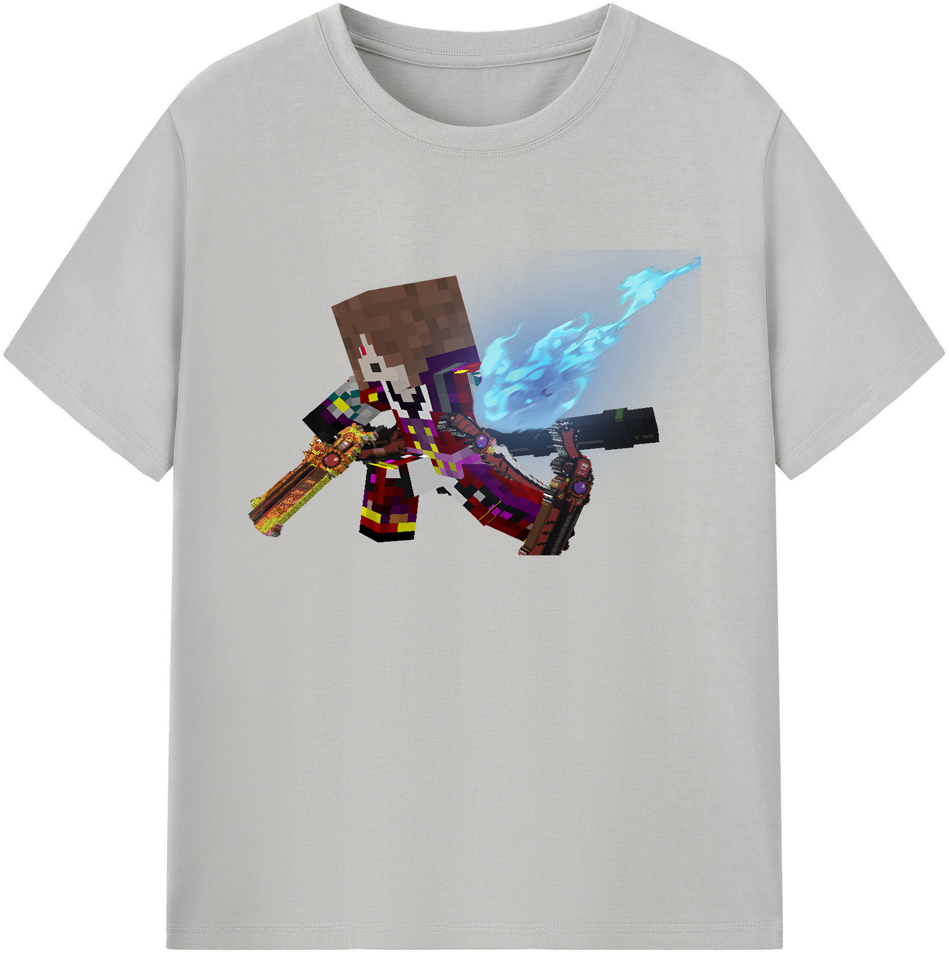 （画像用） マインクラフト ブロックの世界 Minecraft MC Block world 綿100％ メンズ半袖Tシャツ｜肌触りやわらか＆通気性