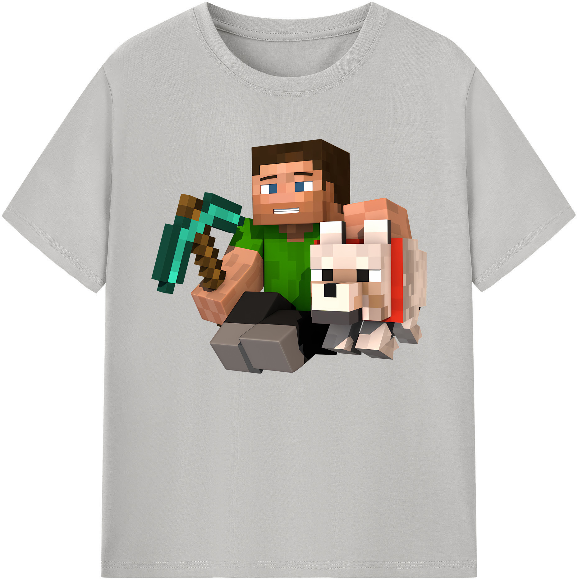 （画像用） マインクラフト ブロックの世界 Minecraft MC Block world 綿100％ メンズ半袖Tシャツ｜肌触りやわらか＆通気性