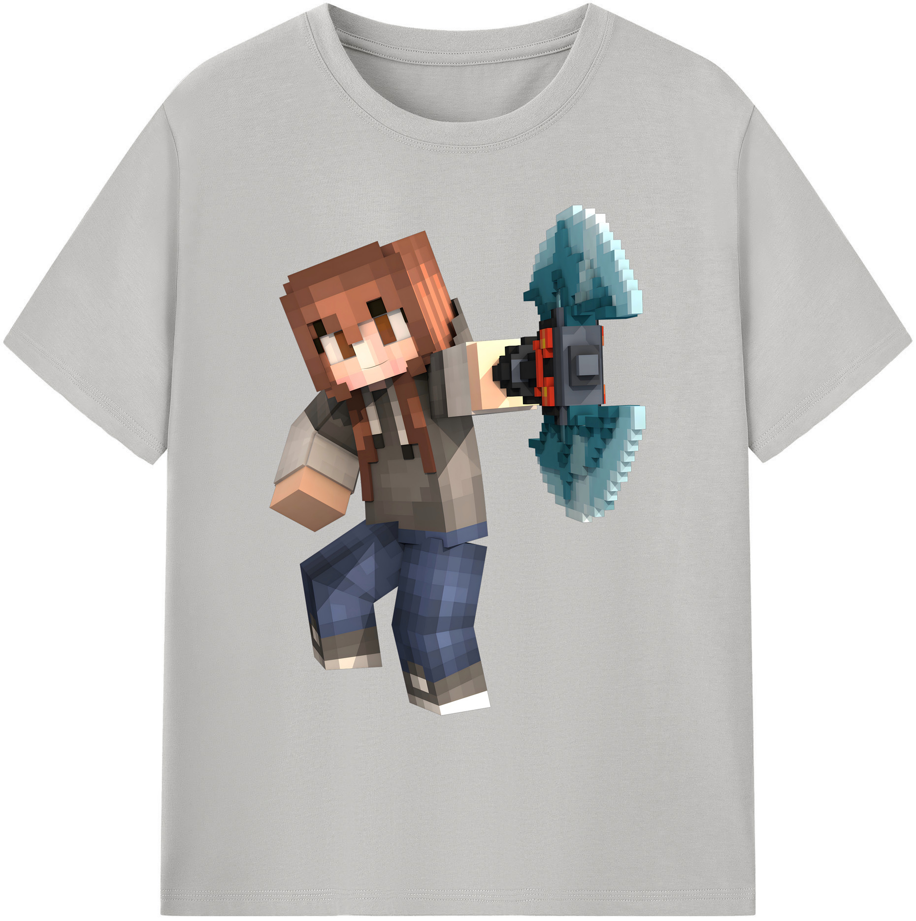（画像用） マインクラフト ブロックの世界 Minecraft MC Block world 綿100％ メンズ半袖Tシャツ｜肌触りやわらか＆通気性