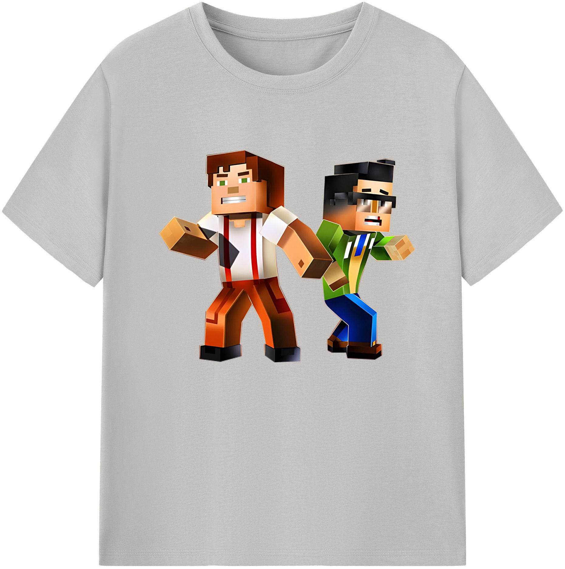 （画像用） マインクラフト ブロックの世界 Minecraft MC Block world 綿100％ メンズ半袖Tシャツ｜肌触りやわらか＆通気性
