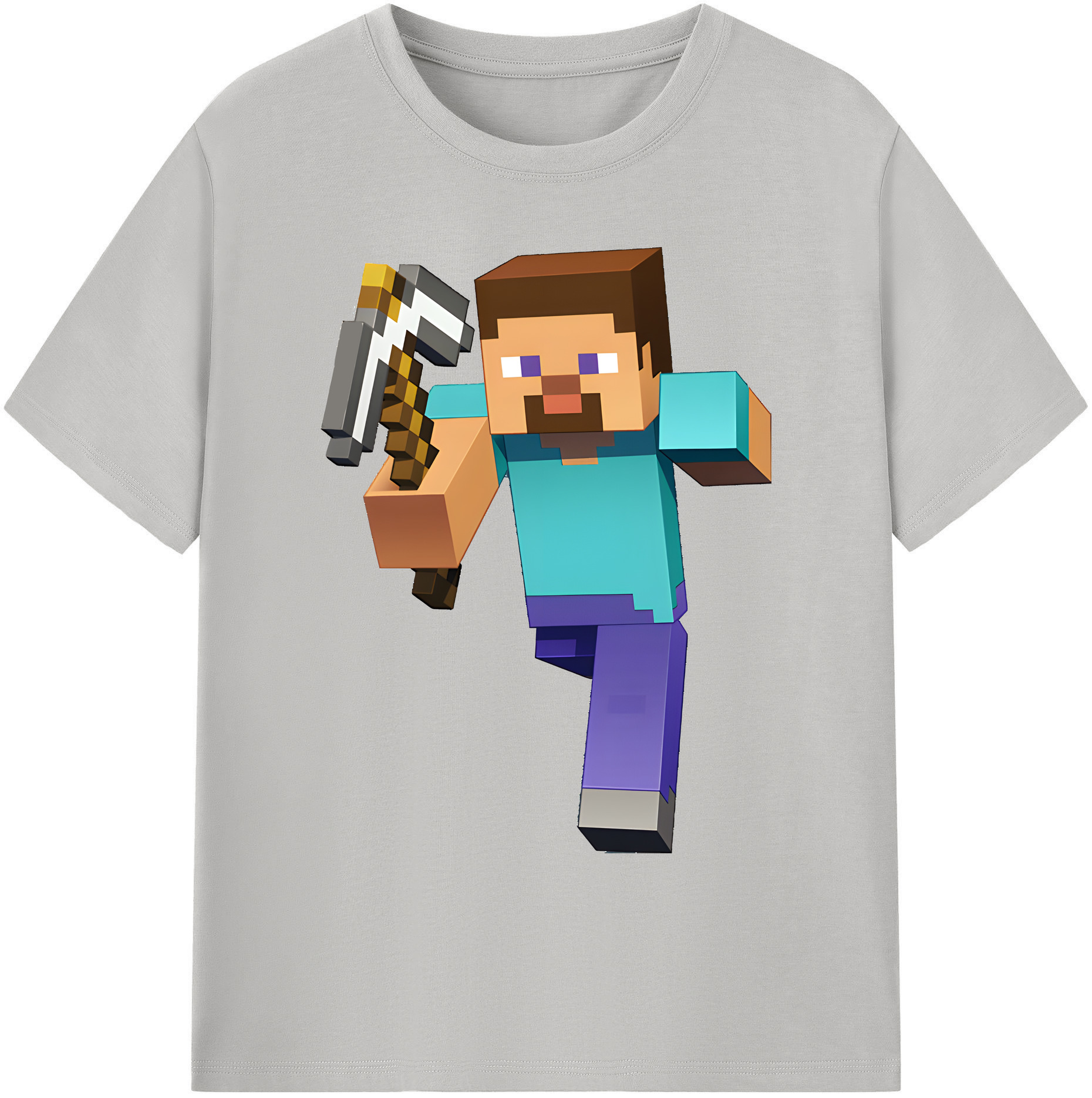 （画像用） マインクラフト ブロックの世界 Minecraft MC Block world 綿100％ メンズ半袖Tシャツ｜肌触りやわらか＆通気性