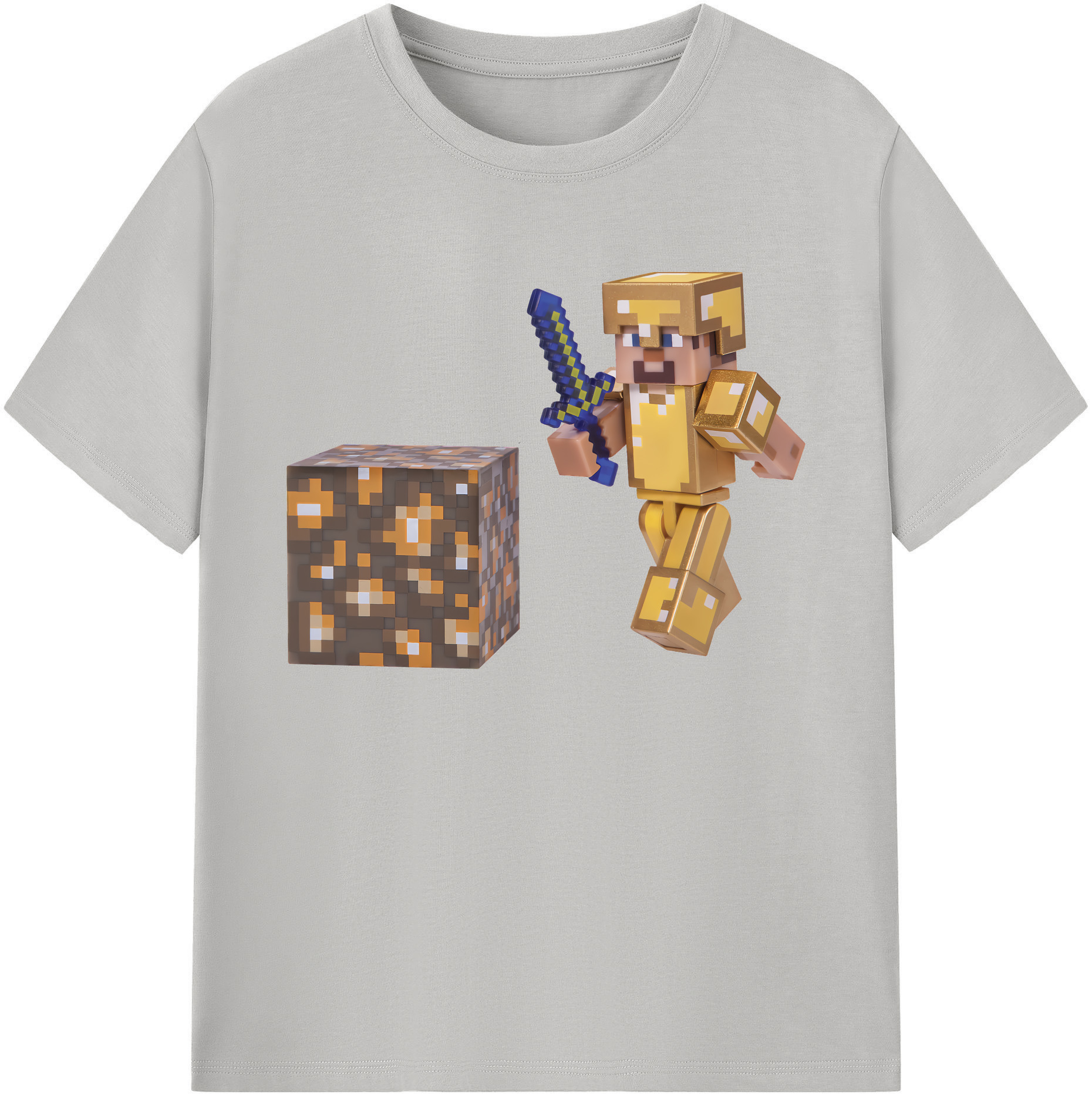 （画像用） マインクラフト ブロックの世界 Minecraft MC Block world 綿100％ メンズ半袖Tシャツ｜肌触りやわらか＆通気性