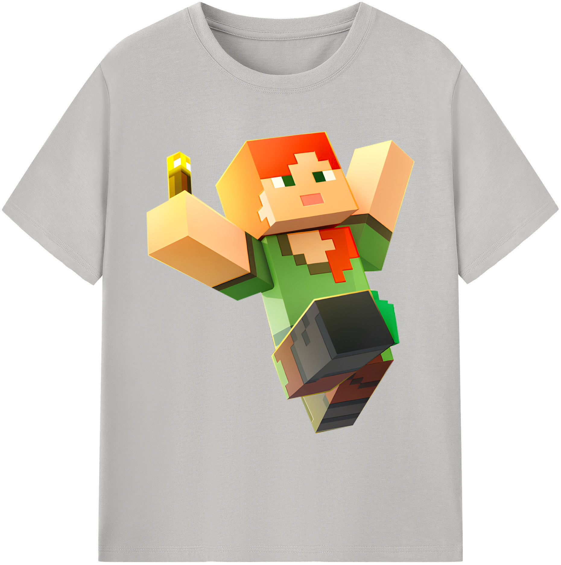 （画像用） マインクラフト ブロックの世界 Minecraft MC Block world 綿100％ メンズ半袖Tシャツ｜肌触りやわらか＆通気性