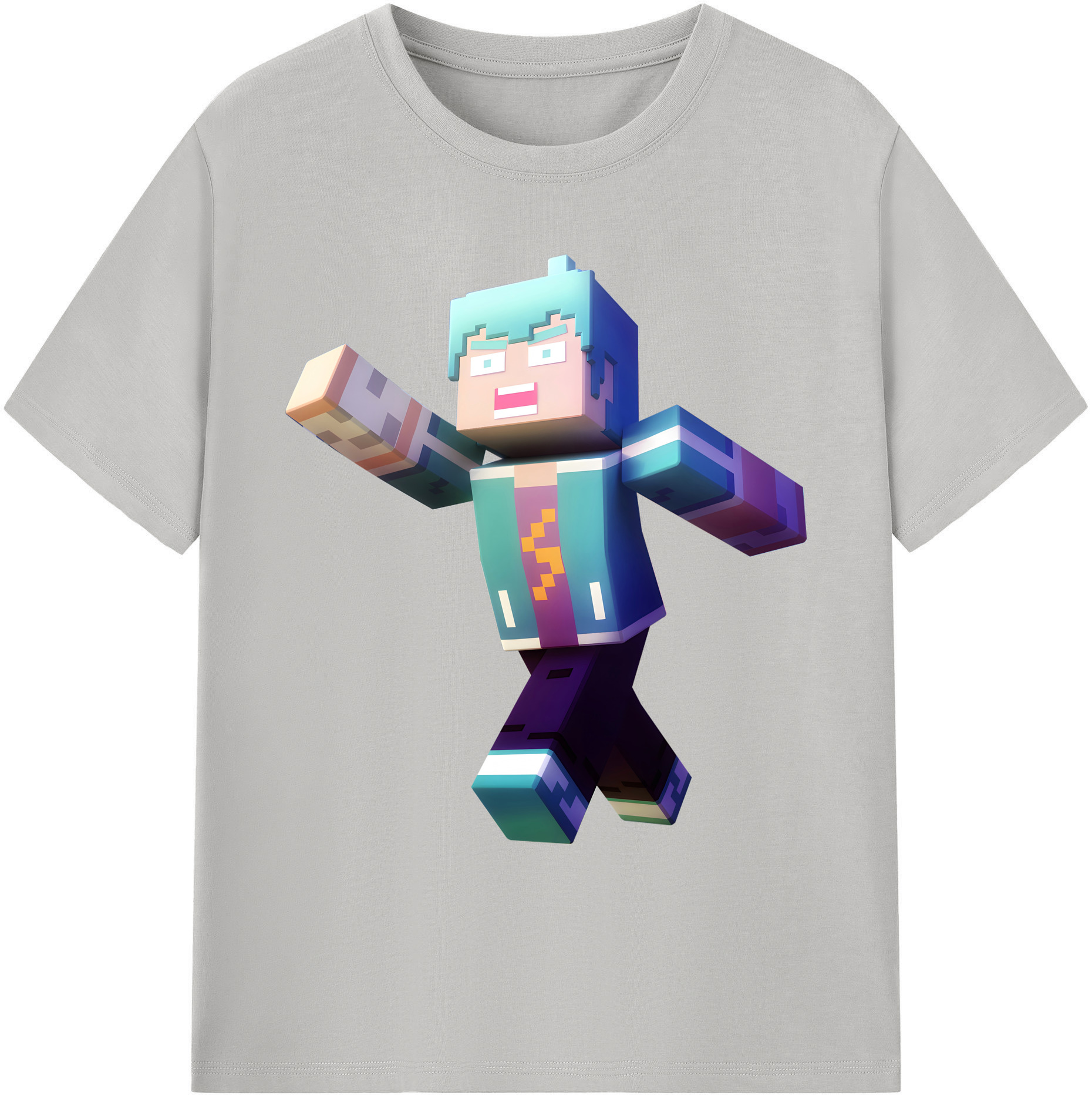 （画像用） マインクラフト ブロックの世界 Minecraft MC Block world 綿100％ メンズ半袖Tシャツ｜肌触りやわらか＆通気性