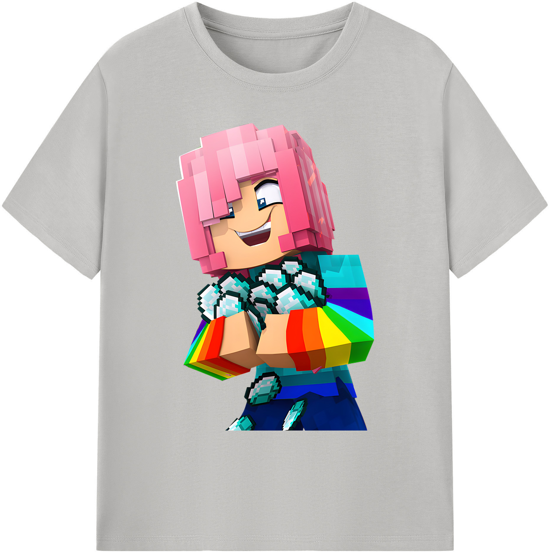 （画像用） マインクラフト ブロックの世界 Minecraft MC Block world 綿100％ メンズ半袖Tシャツ｜肌触りやわらか＆通気性