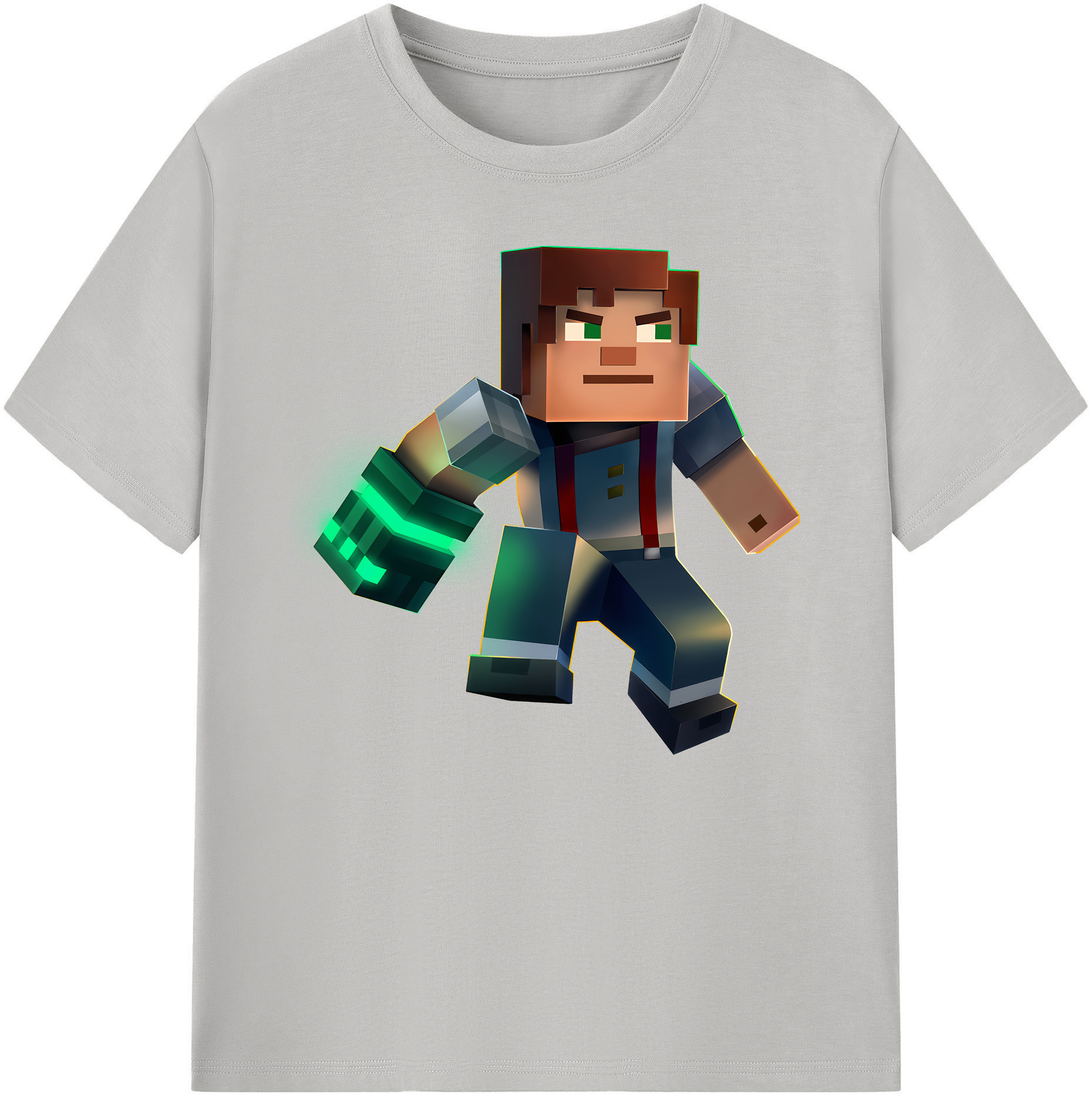 （画像用） マインクラフト ブロックの世界 Minecraft MC Block world 綿100％ メンズ半袖Tシャツ｜肌触りやわらか＆通気性