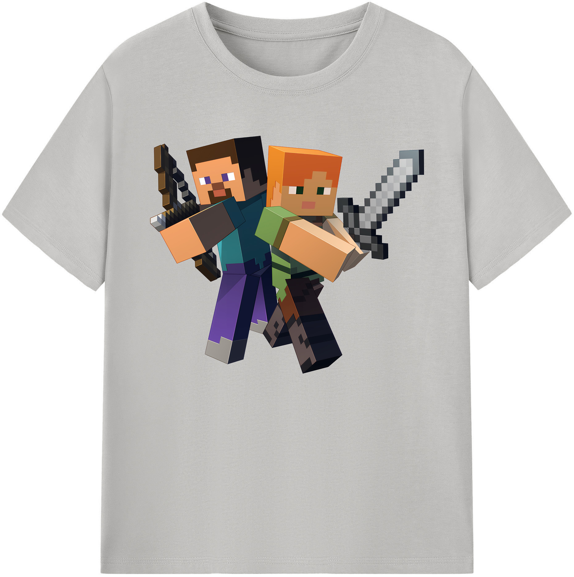 （画像用） マインクラフト ブロックの世界 Minecraft MC Block world 綿100％ メンズ半袖Tシャツ｜肌触りやわらか＆通気性