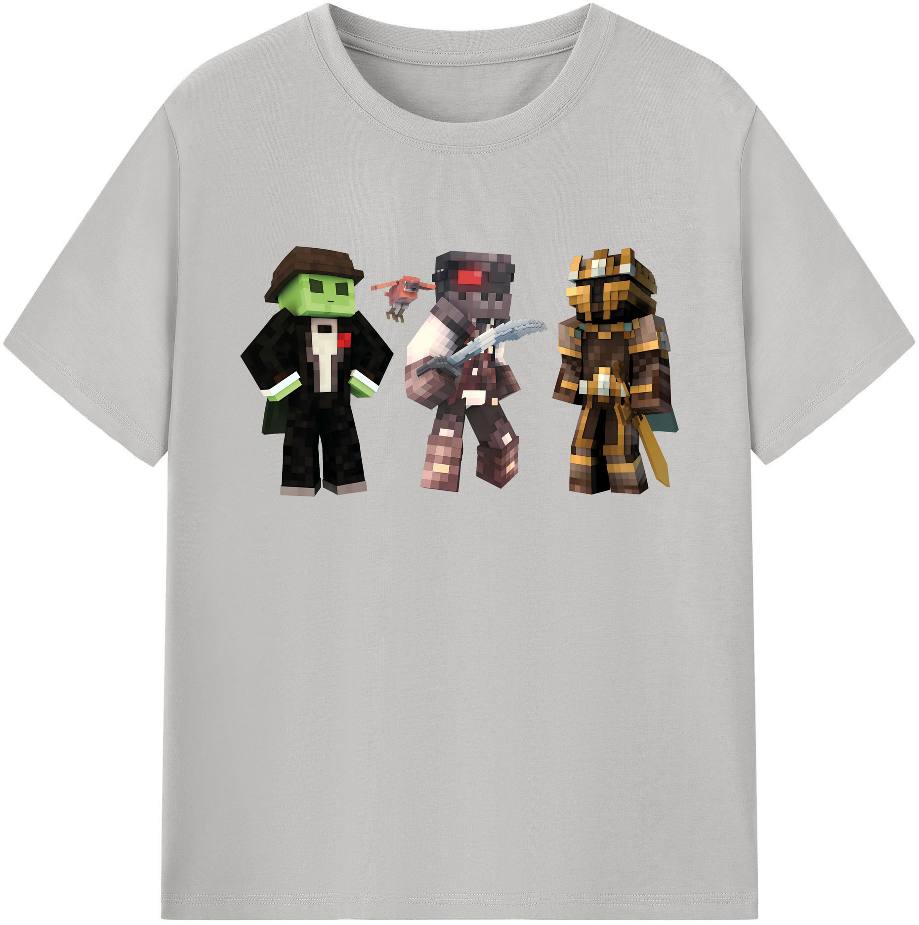 （画像用） マインクラフト ブロックの世界 Minecraft MC Block world 綿100％ メンズ半袖Tシャツ｜肌触りやわらか＆通気性