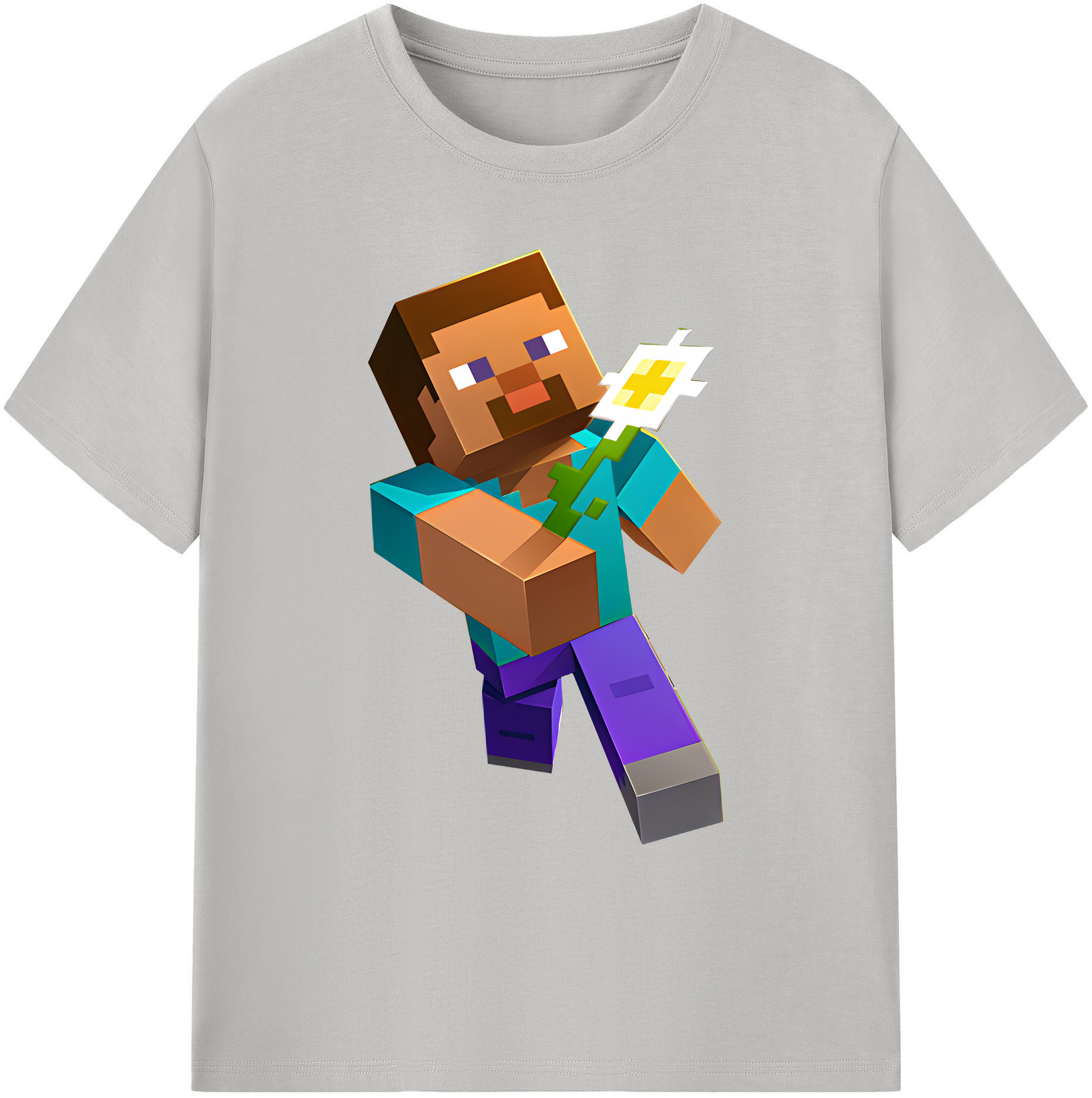 （画像用） マインクラフト ブロックの世界 Minecraft MC Block world 綿100％ メンズ半袖Tシャツ｜肌触りやわらか＆通気性