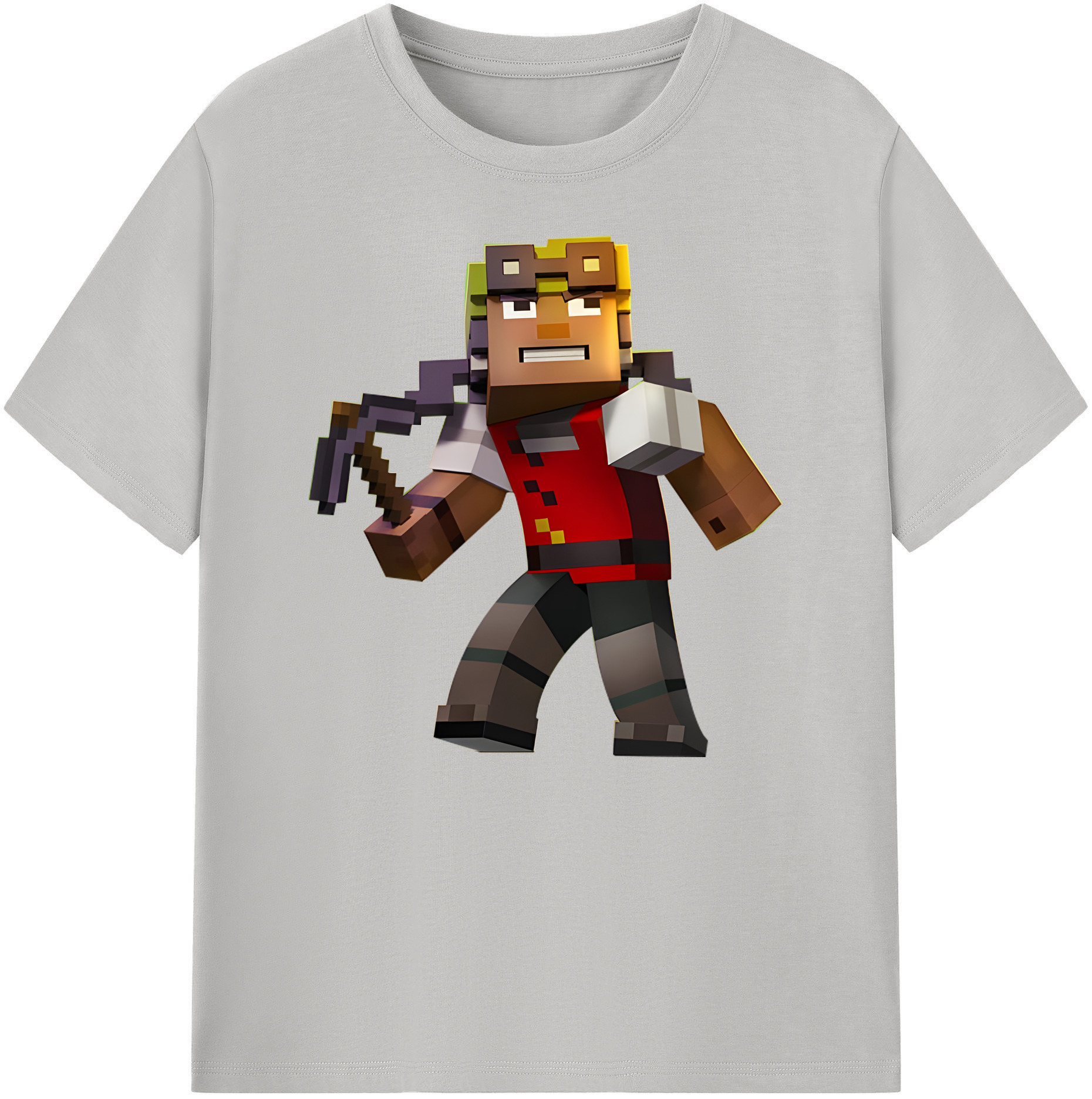 （画像用） マインクラフト ブロックの世界 Minecraft MC Block world 綿100％ メンズ半袖Tシャツ｜肌触りやわらか＆通気性