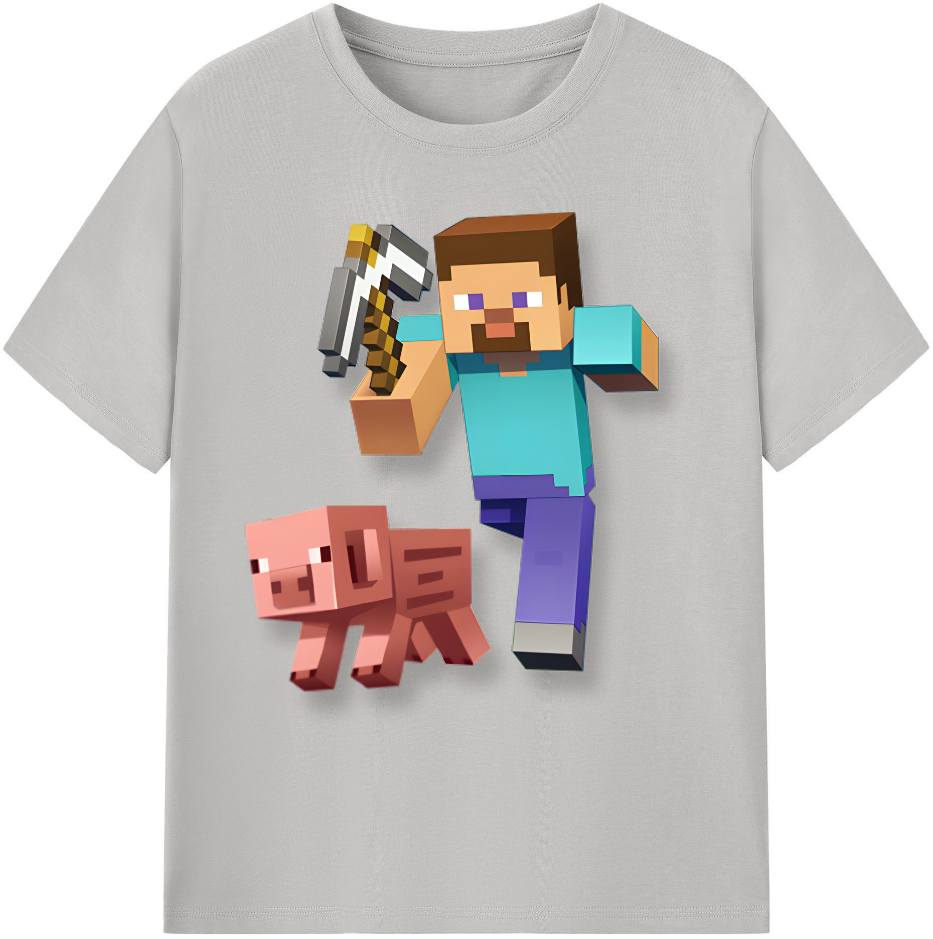 （画像用） マインクラフト ブロックの世界 Minecraft MC Block world 綿100％ メンズ半袖Tシャツ｜肌触りやわらか＆通気性