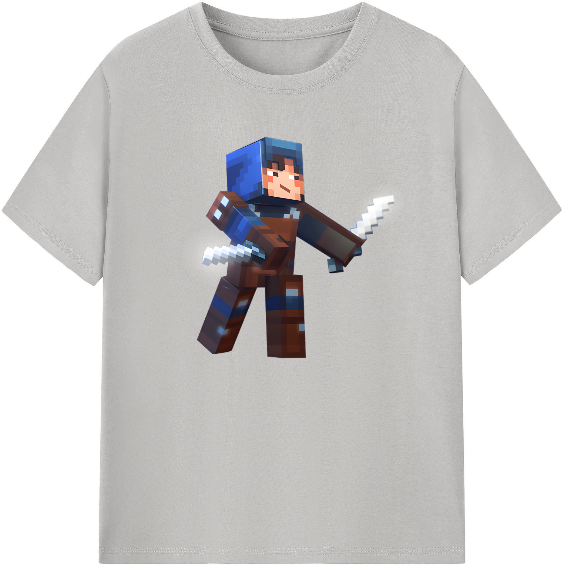 （画像用） マインクラフト ブロックの世界 Minecraft MC Block world 綿100％ メンズ半袖Tシャツ｜肌触りやわらか＆通気性