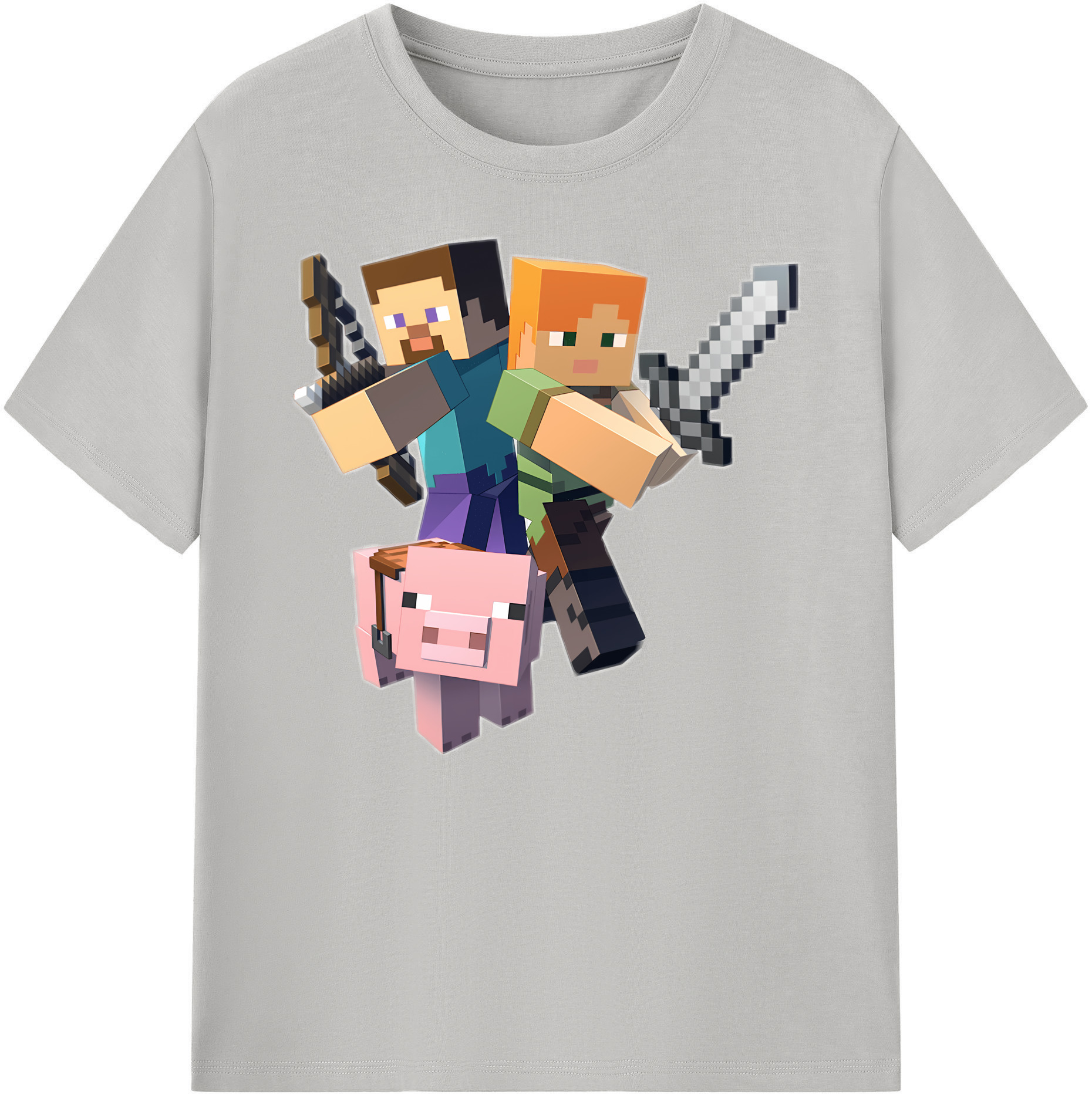 （画像用） マインクラフト ブロックの世界 Minecraft MC Block world 綿100％ メンズ半袖Tシャツ｜肌触りやわらか＆通気性