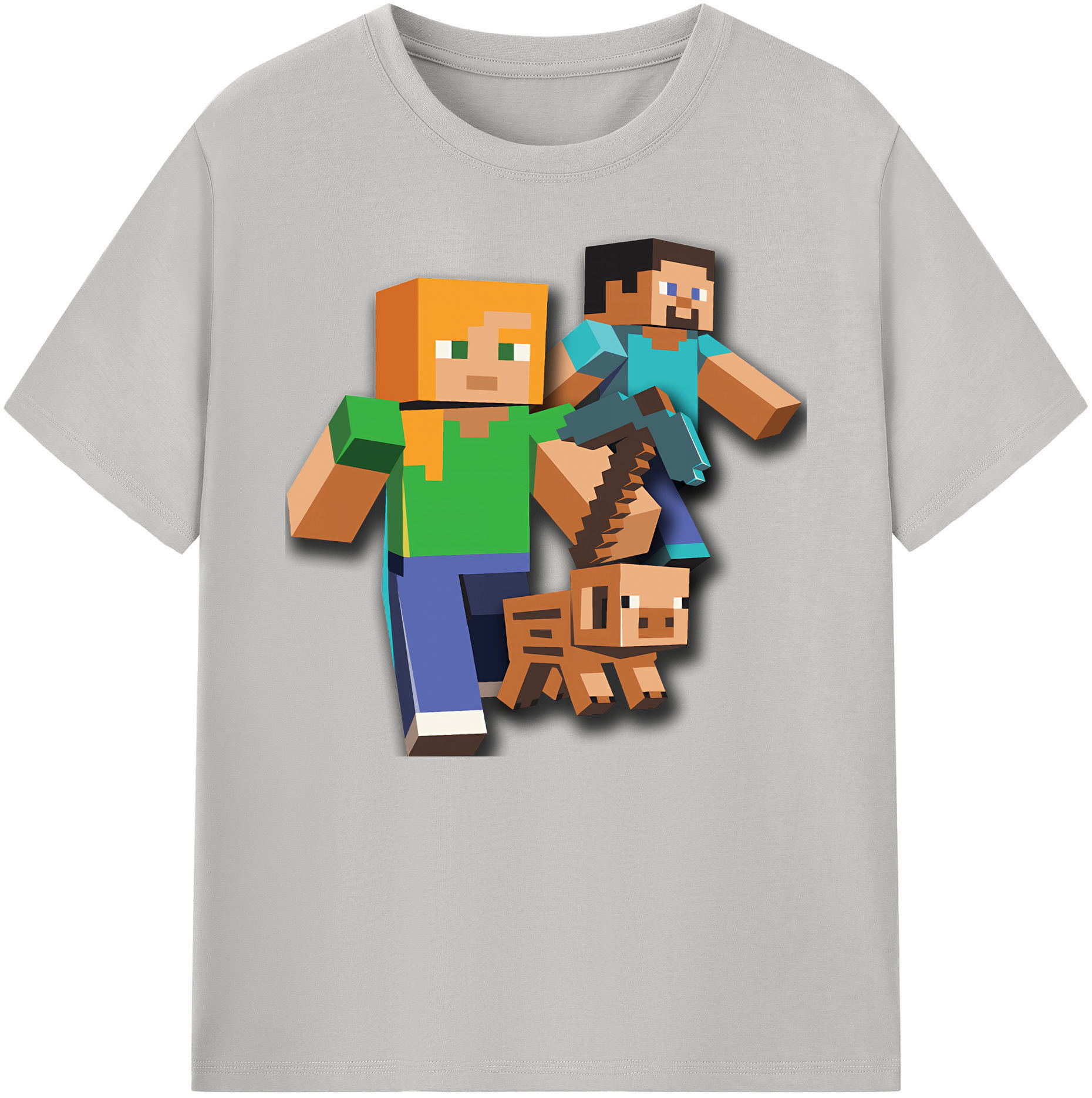 （画像用） マインクラフト ブロックの世界 Minecraft MC Block world 綿100％ メンズ半袖Tシャツ｜肌触りやわらか＆通気性